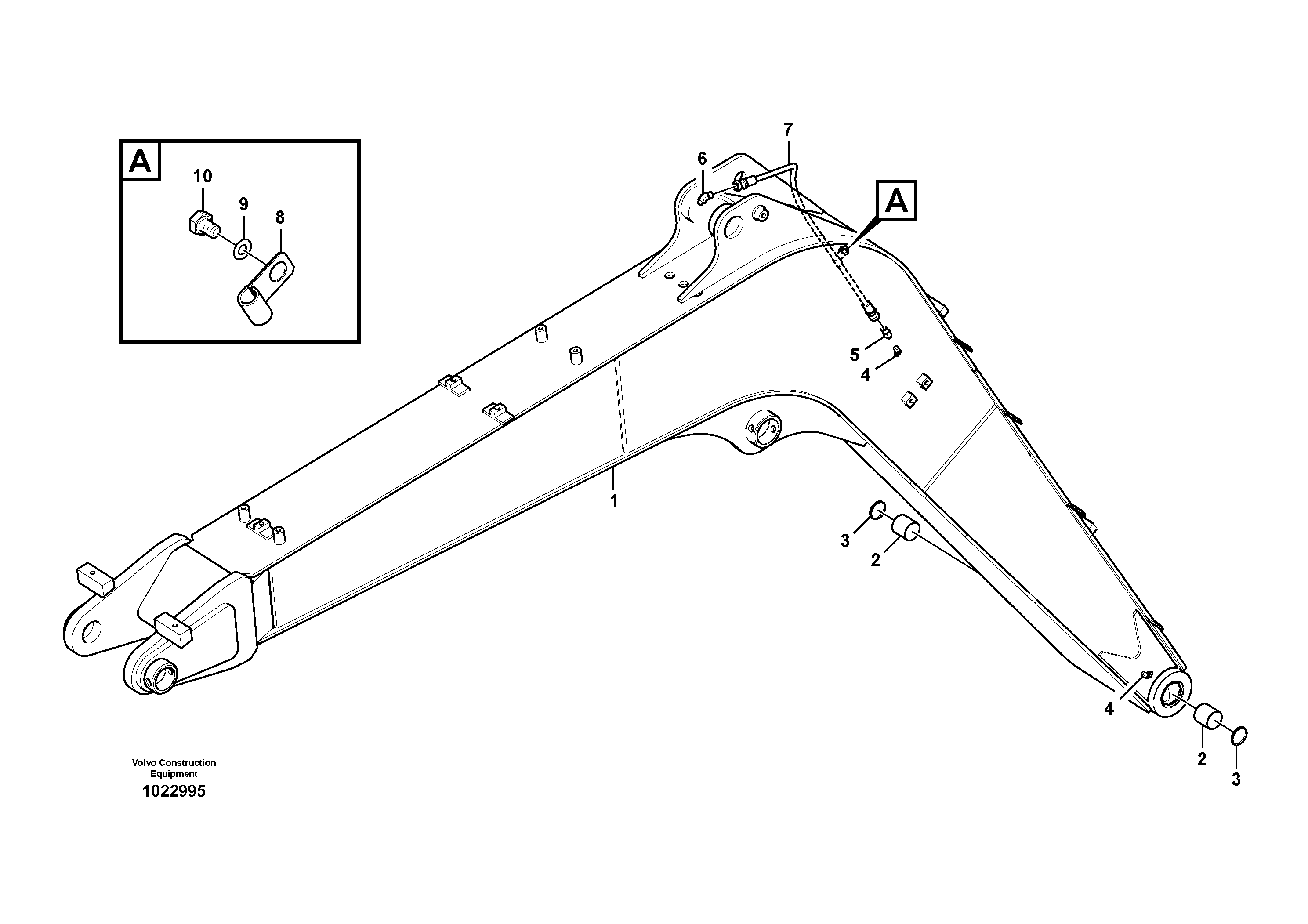 Схема запчастей Volvo EC55C S/N 110001- / 120001- - 78333 Boom and grease piping 