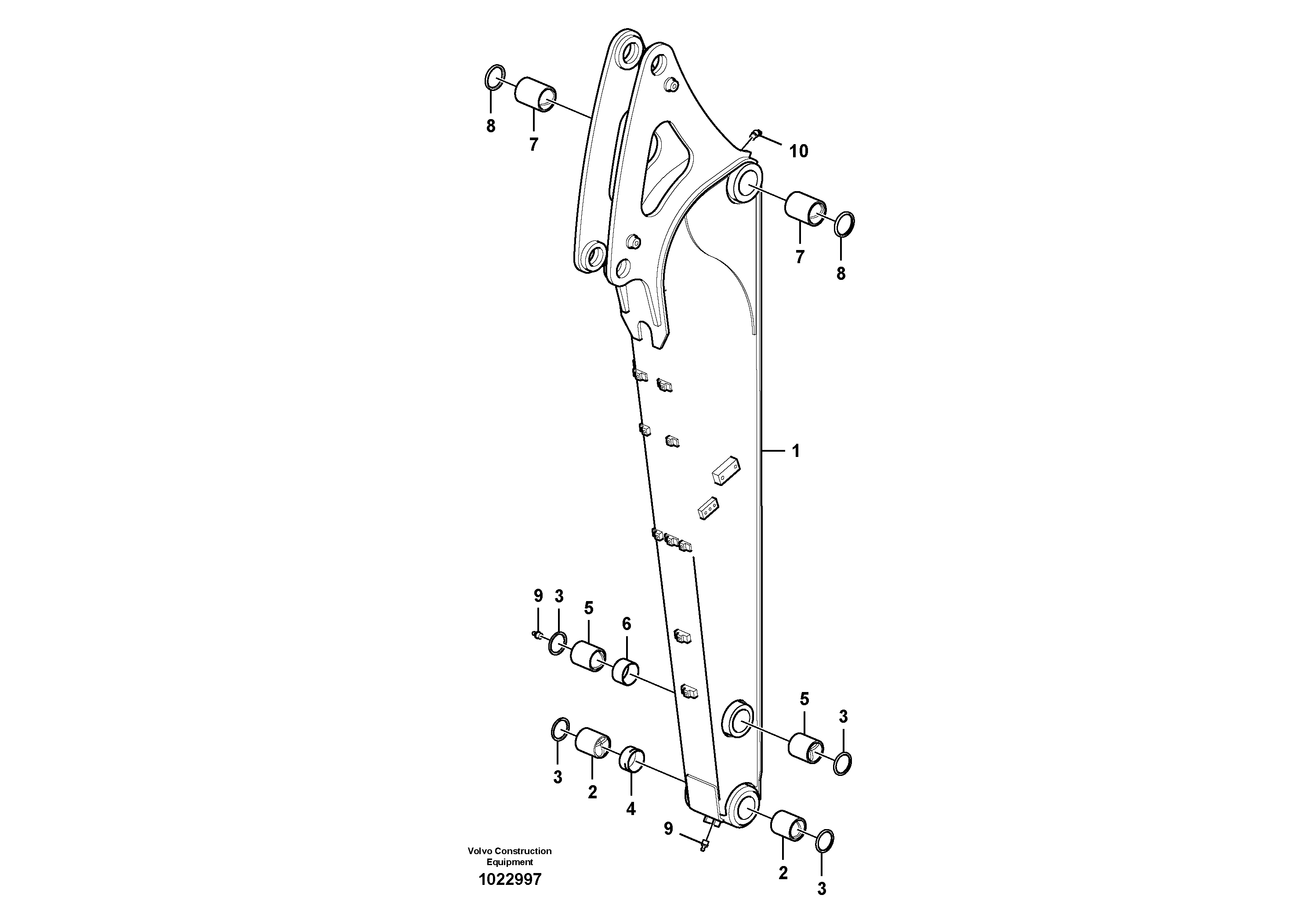 Схема запчастей Volvo EC55C S/N 110001- / 120001- - 66553 Dipper arm 