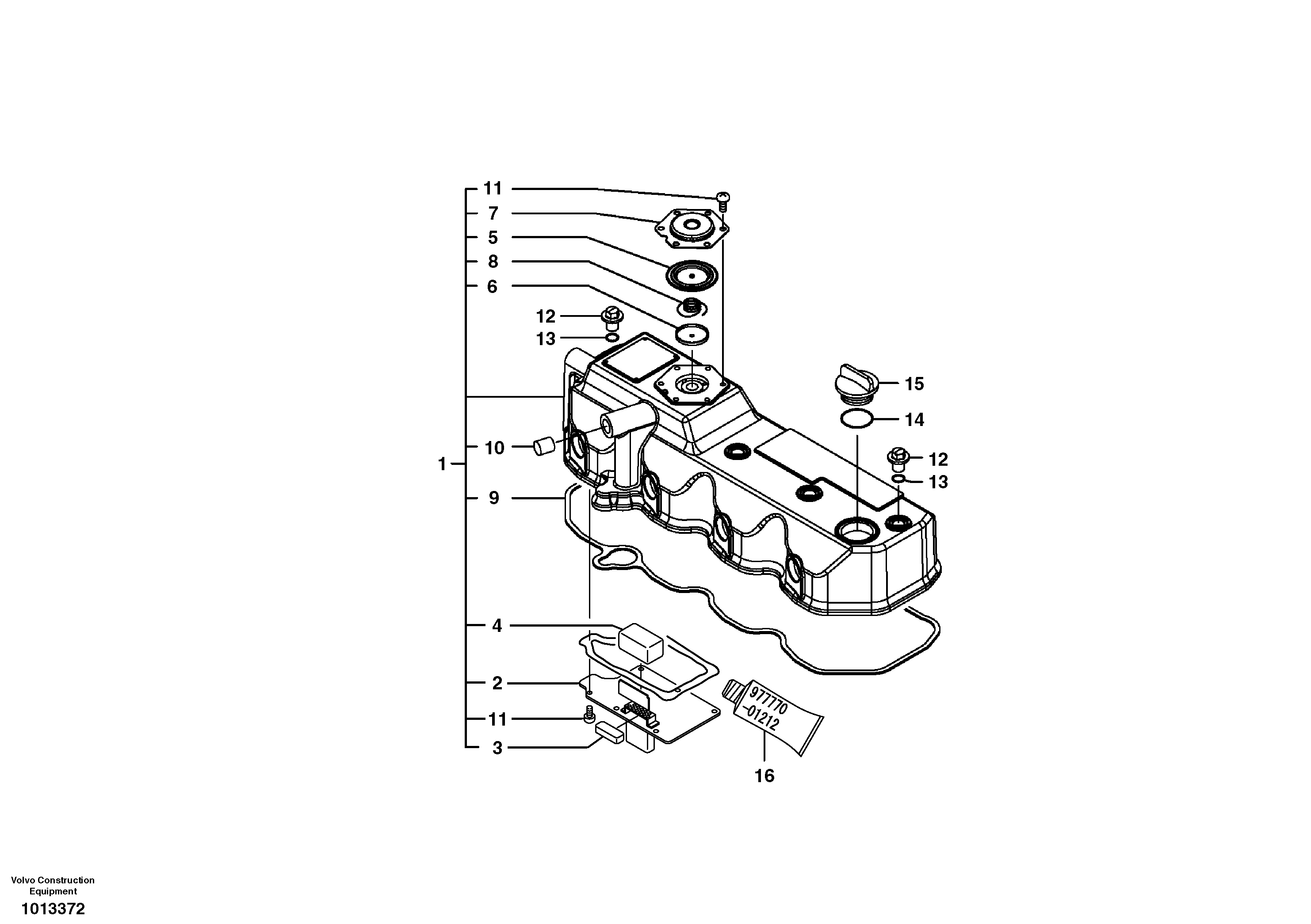 Схема запчастей Volvo EC55C S/N 110001- / 120001- - 49254 Крышка клапанная (головки цилиндров) 