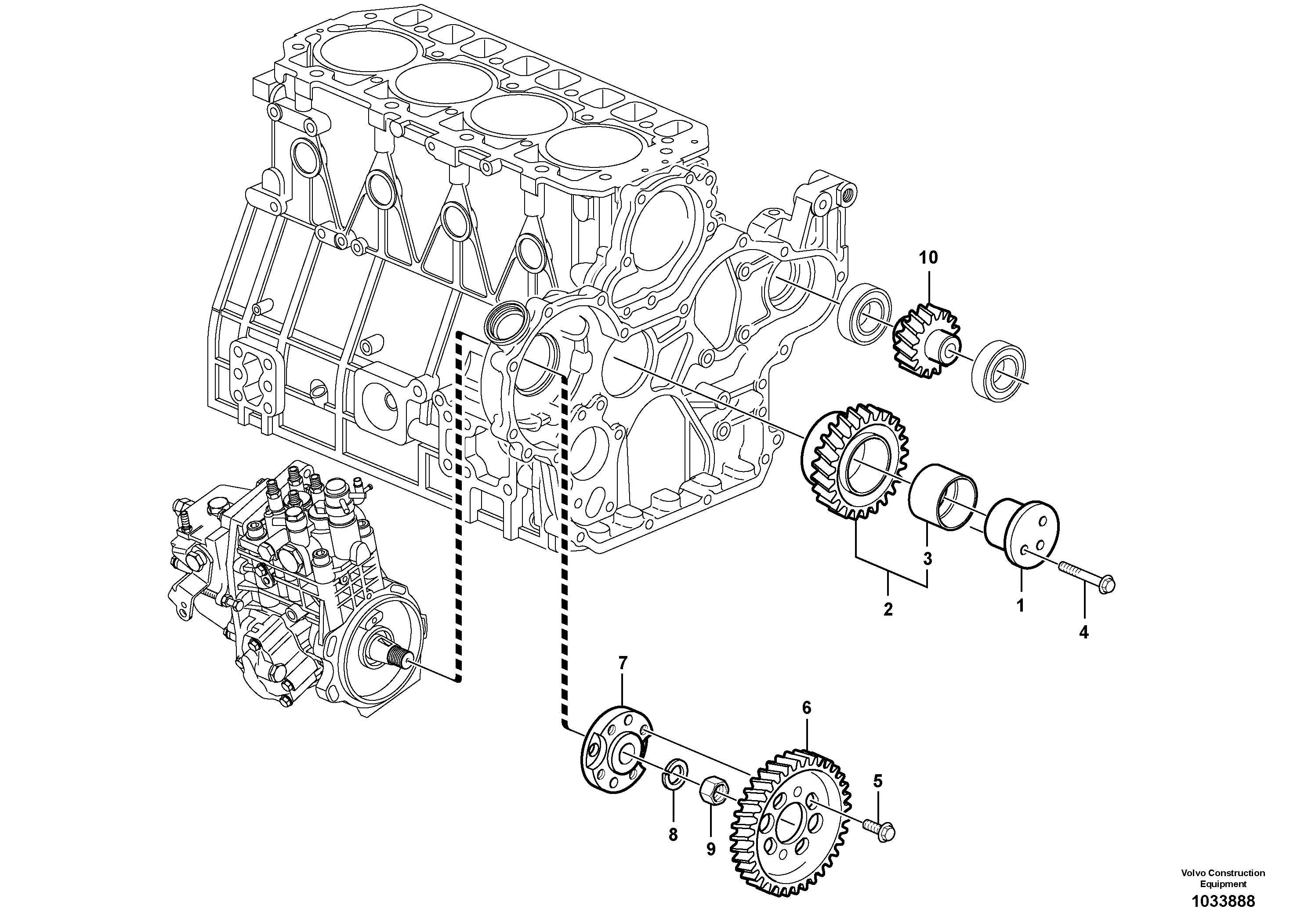 Схема запчастей Volvo EC55C S/N 110001- / 120001- - 44907 Timing gear 