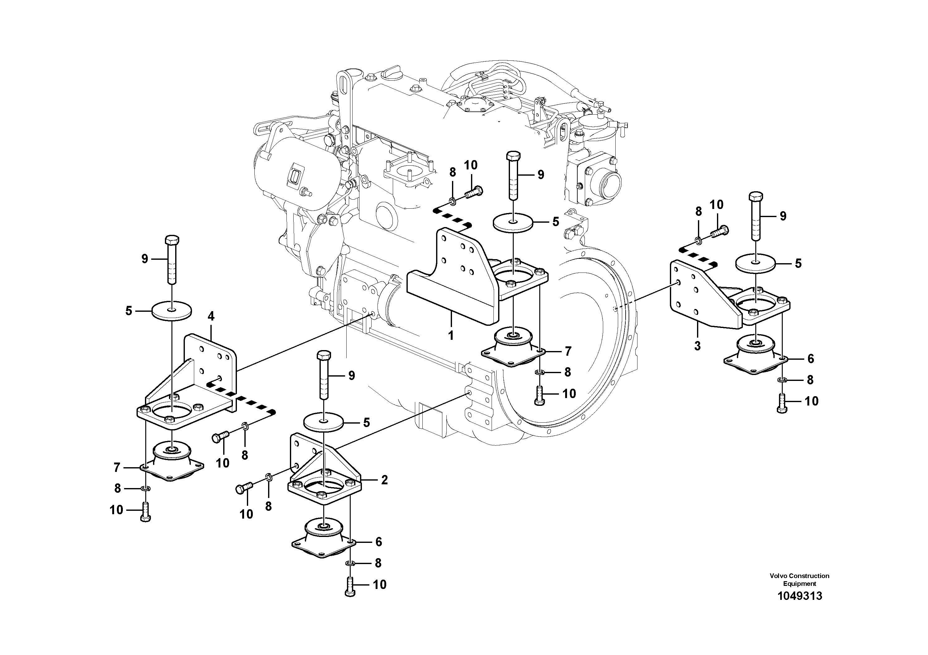 Схема запчастей Volvo EC55C S/N 110001- / 120001- - 55259 Engine mount 