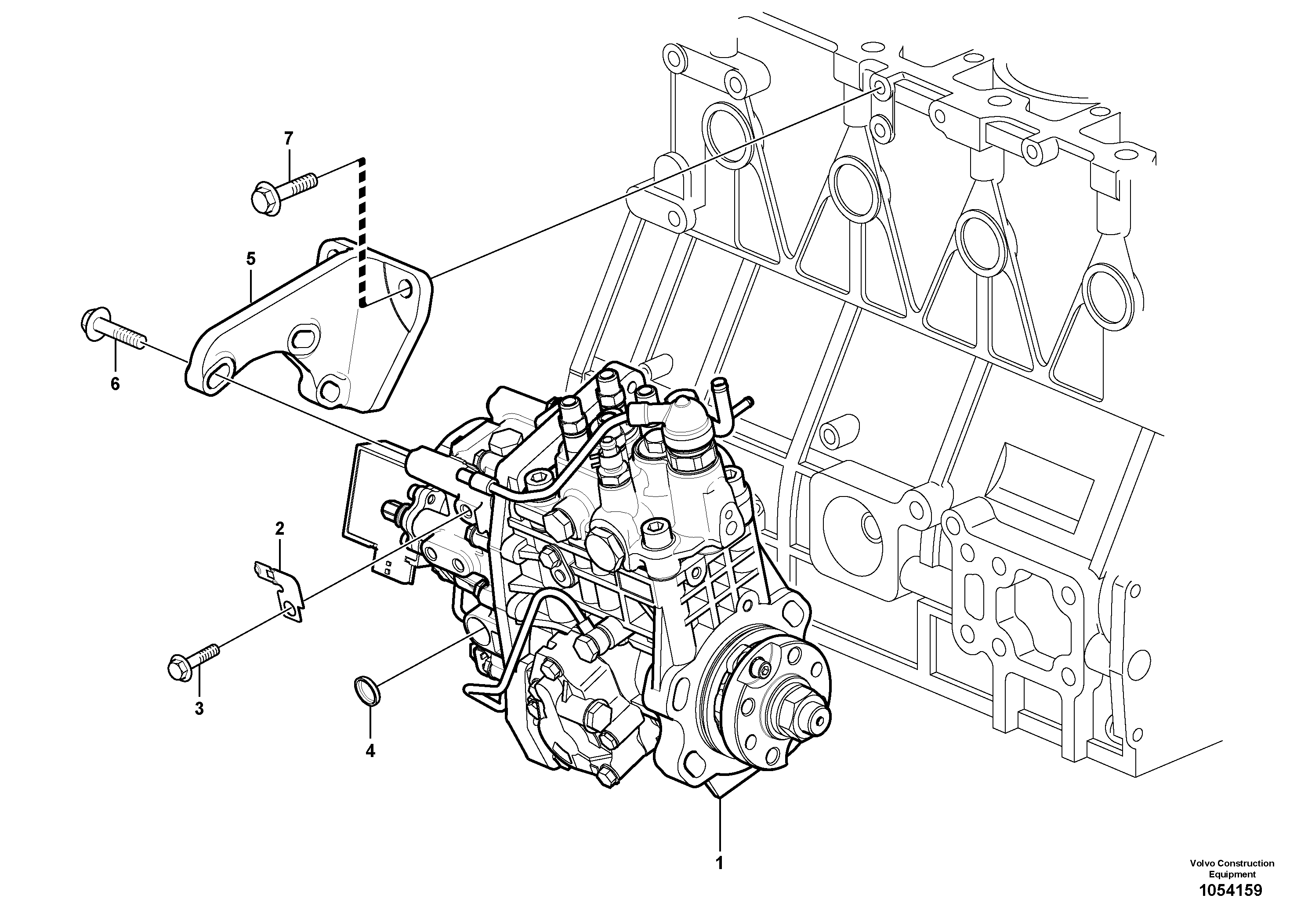 Схема запчастей Volvo EC55C S/N 110001- / 120001- - 47189 Fuel injection pump with fitting parts 