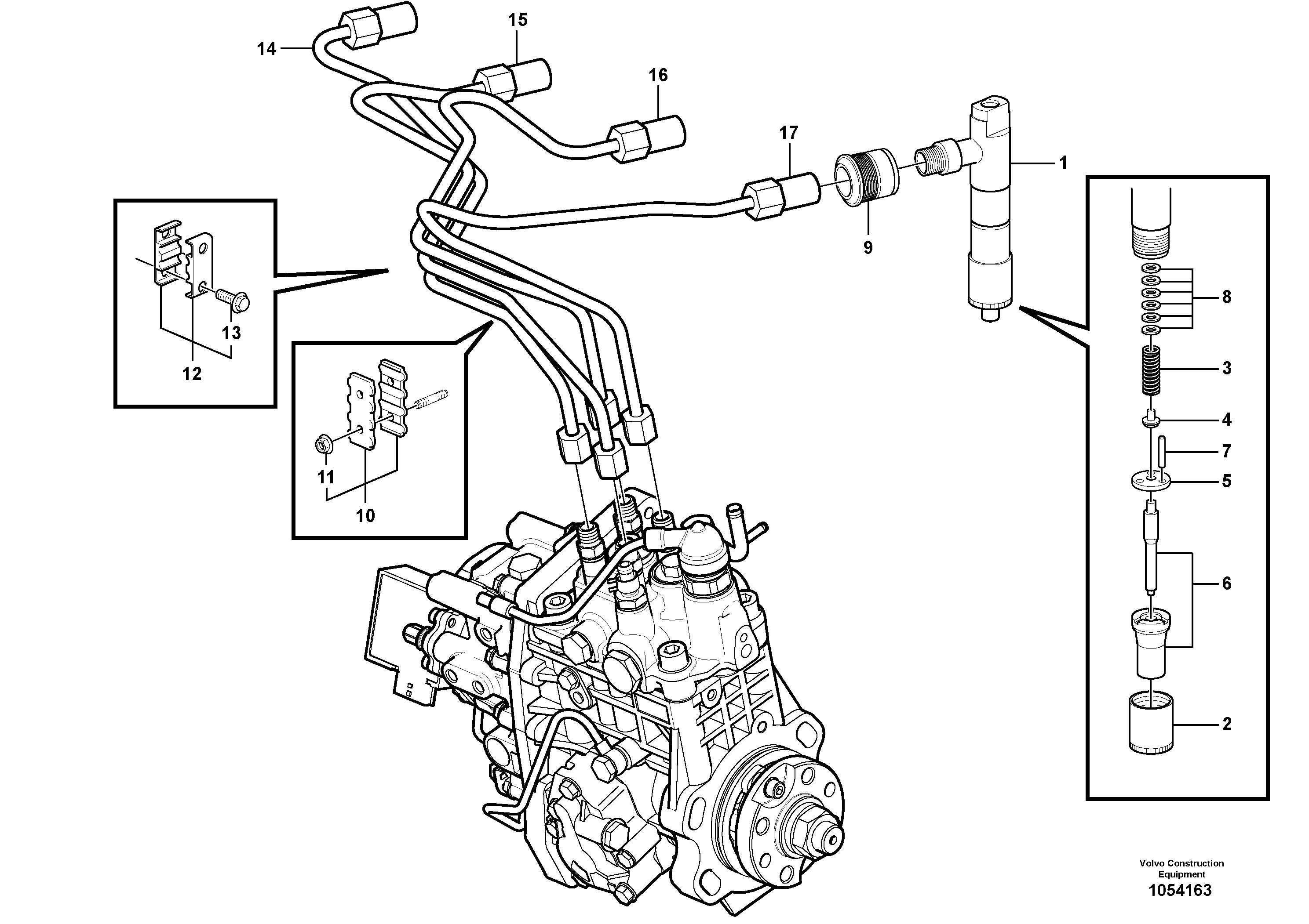 Схема запчастей Volvo EC55C S/N 110001- / 120001- - 53834 Форсунка топливная (инжектор) 