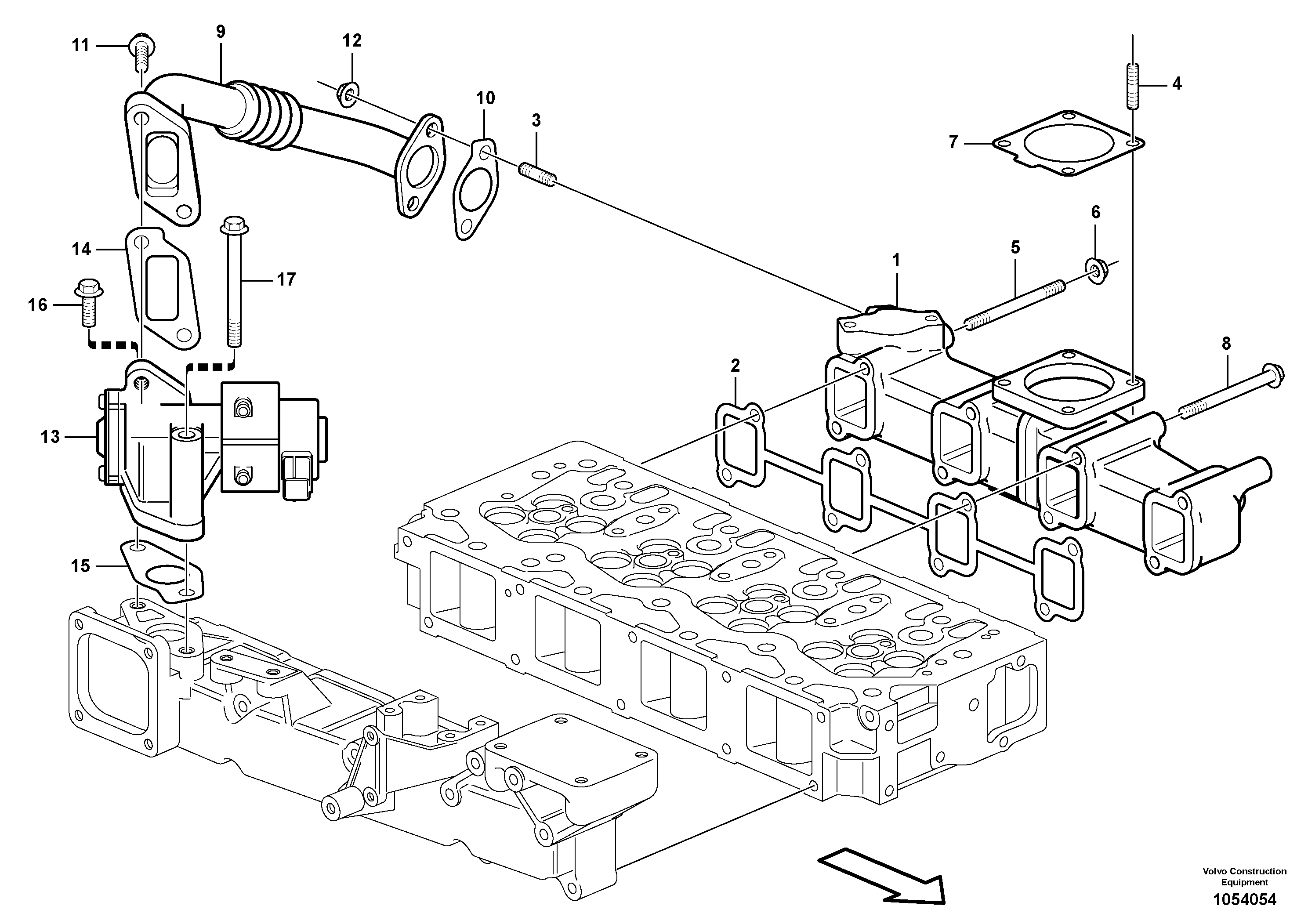 Схема запчастей Volvo EC55C S/N 110001- / 120001- - 101019 Коллектор (труба) выпускной 