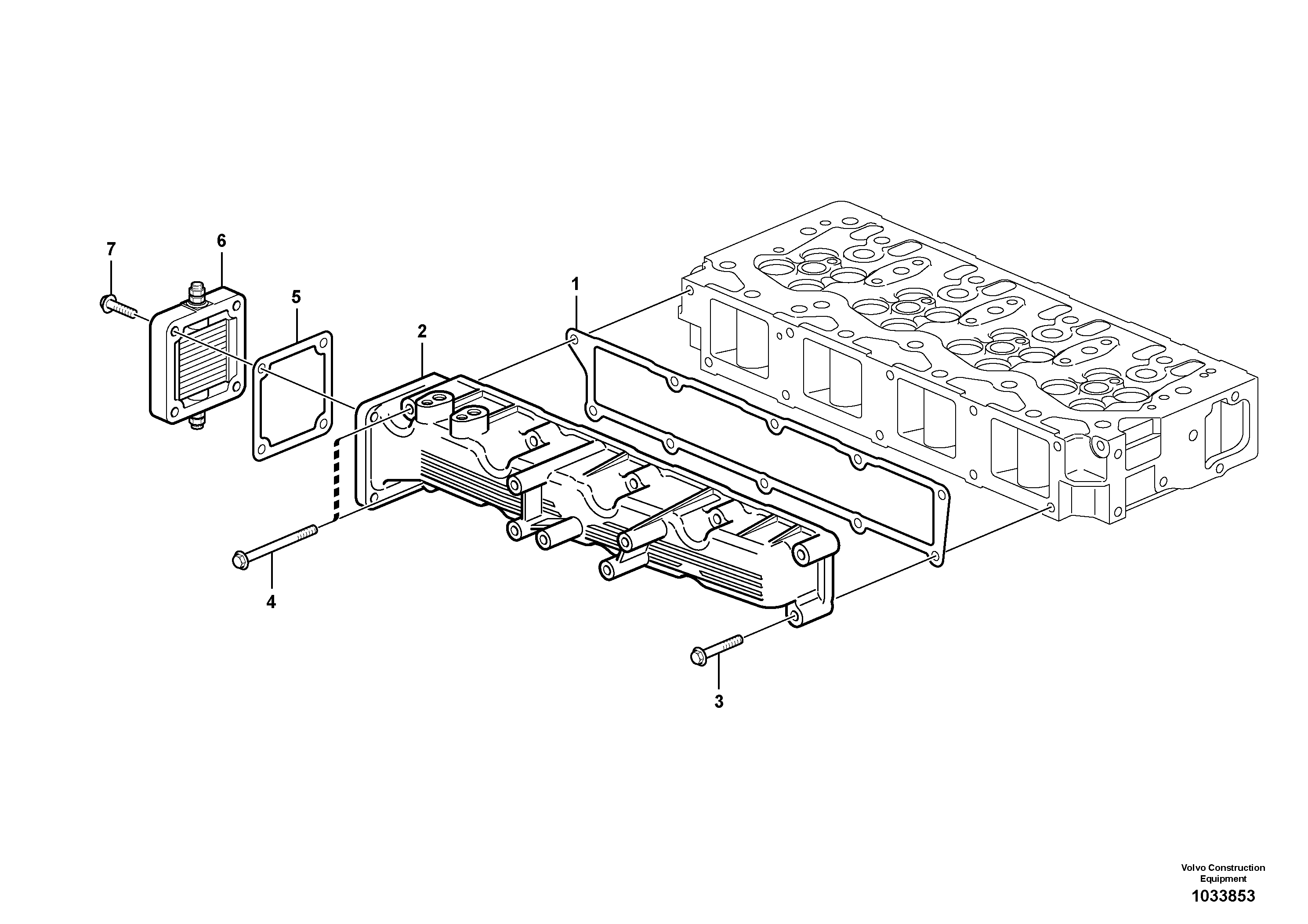 Схема запчастей Volvo EC55C S/N 110001- / 120001- - 53836 Inlet manifold 