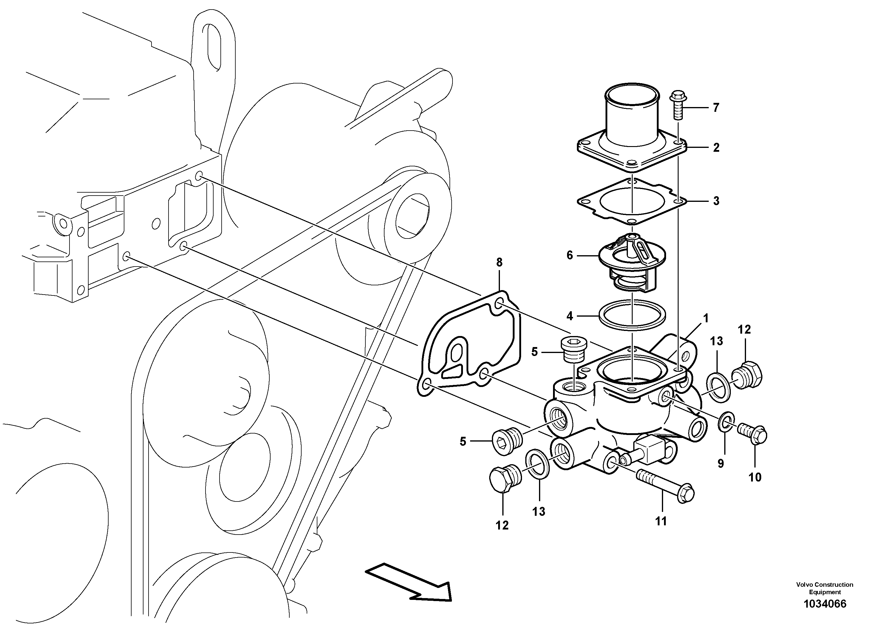 Схема запчастей Volvo EC55C S/N 110001- / 120001- - 54519 Thermostat housing 