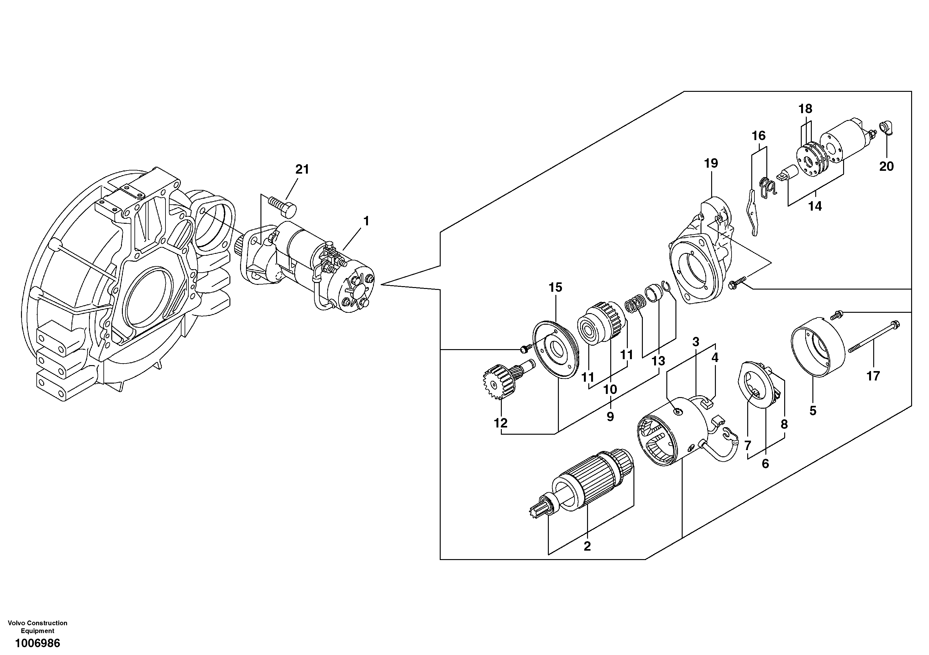 Схема запчастей Volvo EC55C S/N 110001- / 120001- - 64392 Starter motor, mounting 