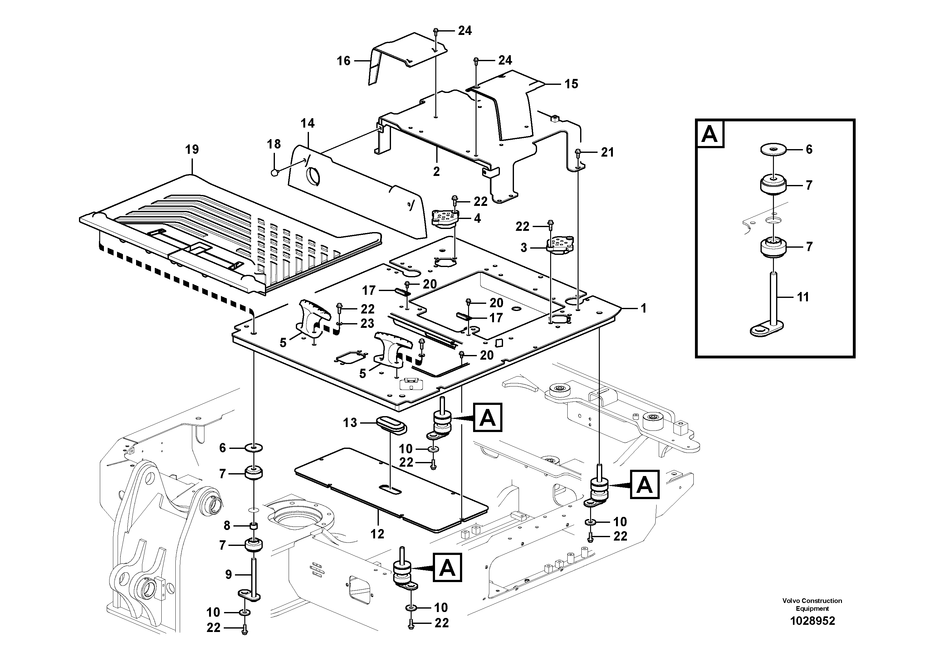 Схема запчастей Volvo EC60C - 47288 Cabin floor 