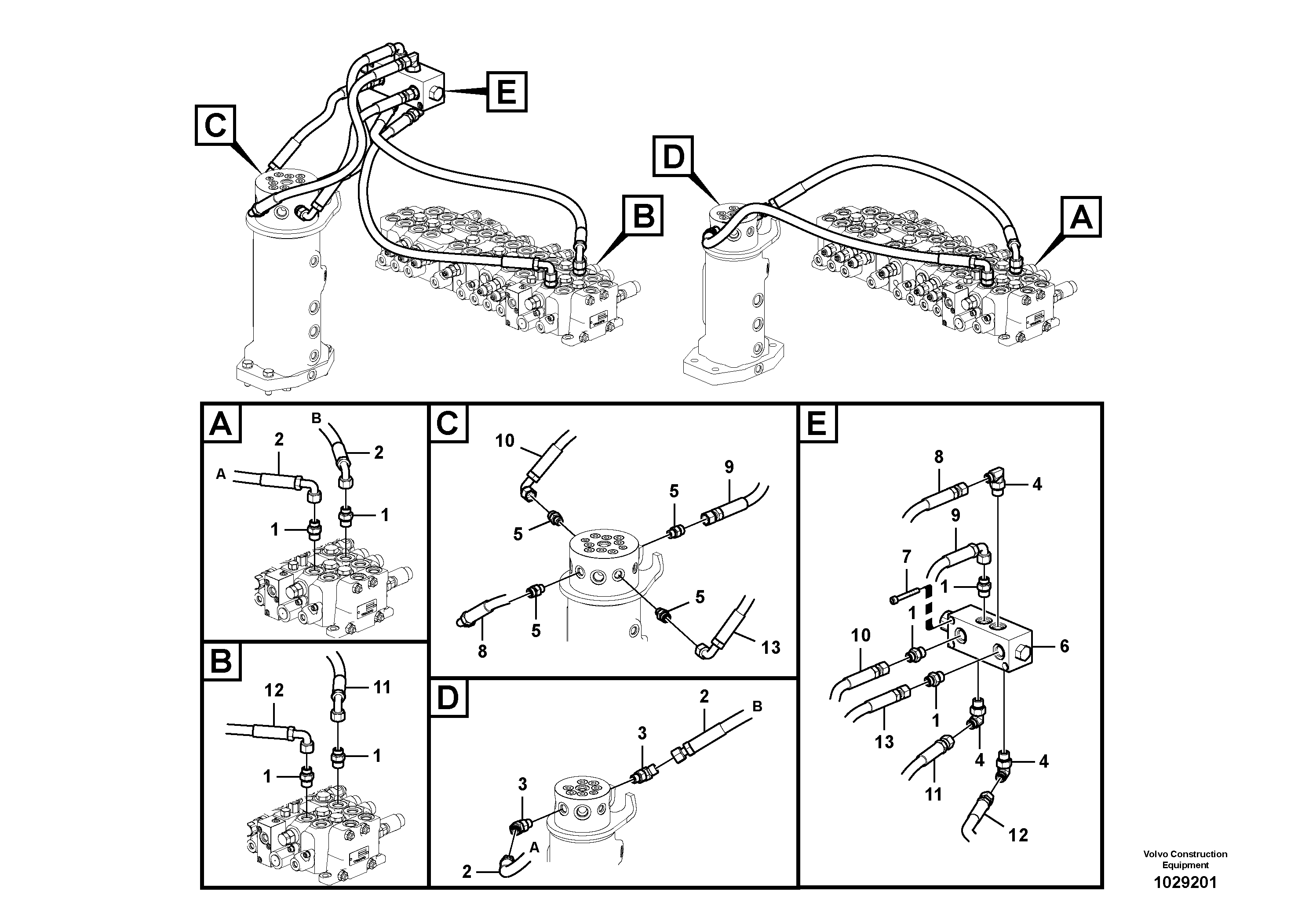 Схема запчастей Volvo EC60C - 48397 Working hydraulics, dozer blade upper 