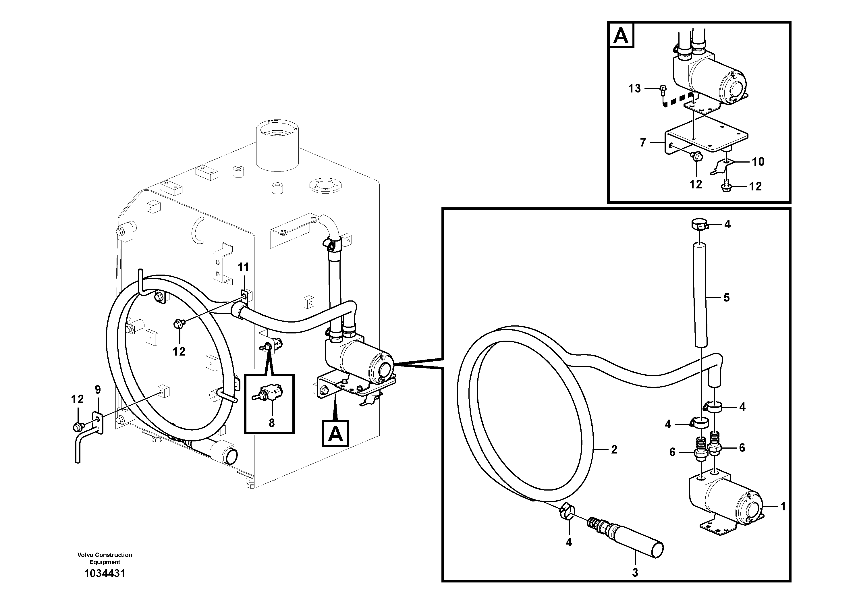 Схема запчастей Volvo EC60C - 51087 Fuel filling pump with assembling details 