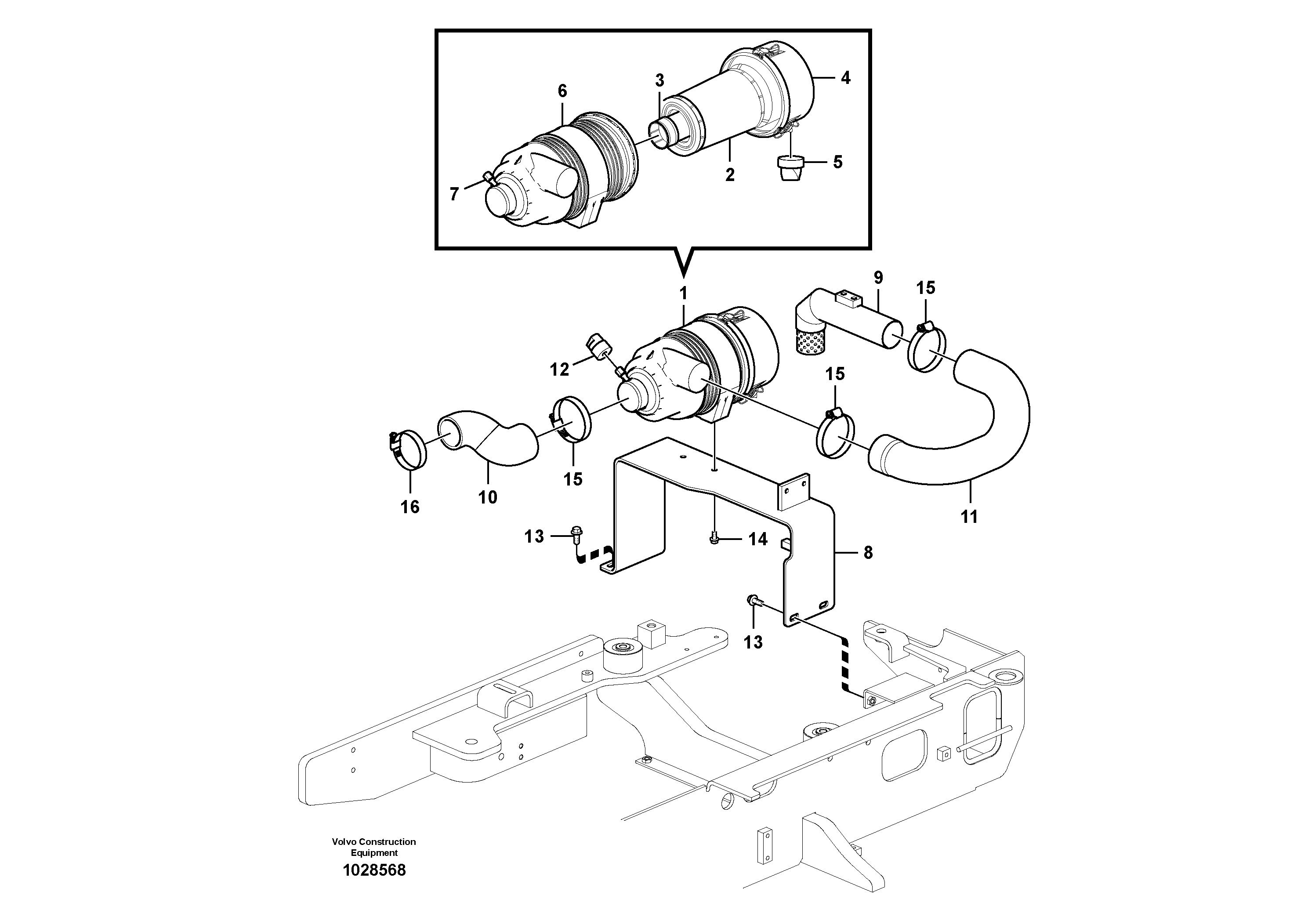 Схема запчастей Volvo EC60C - 63846 Система впуска 