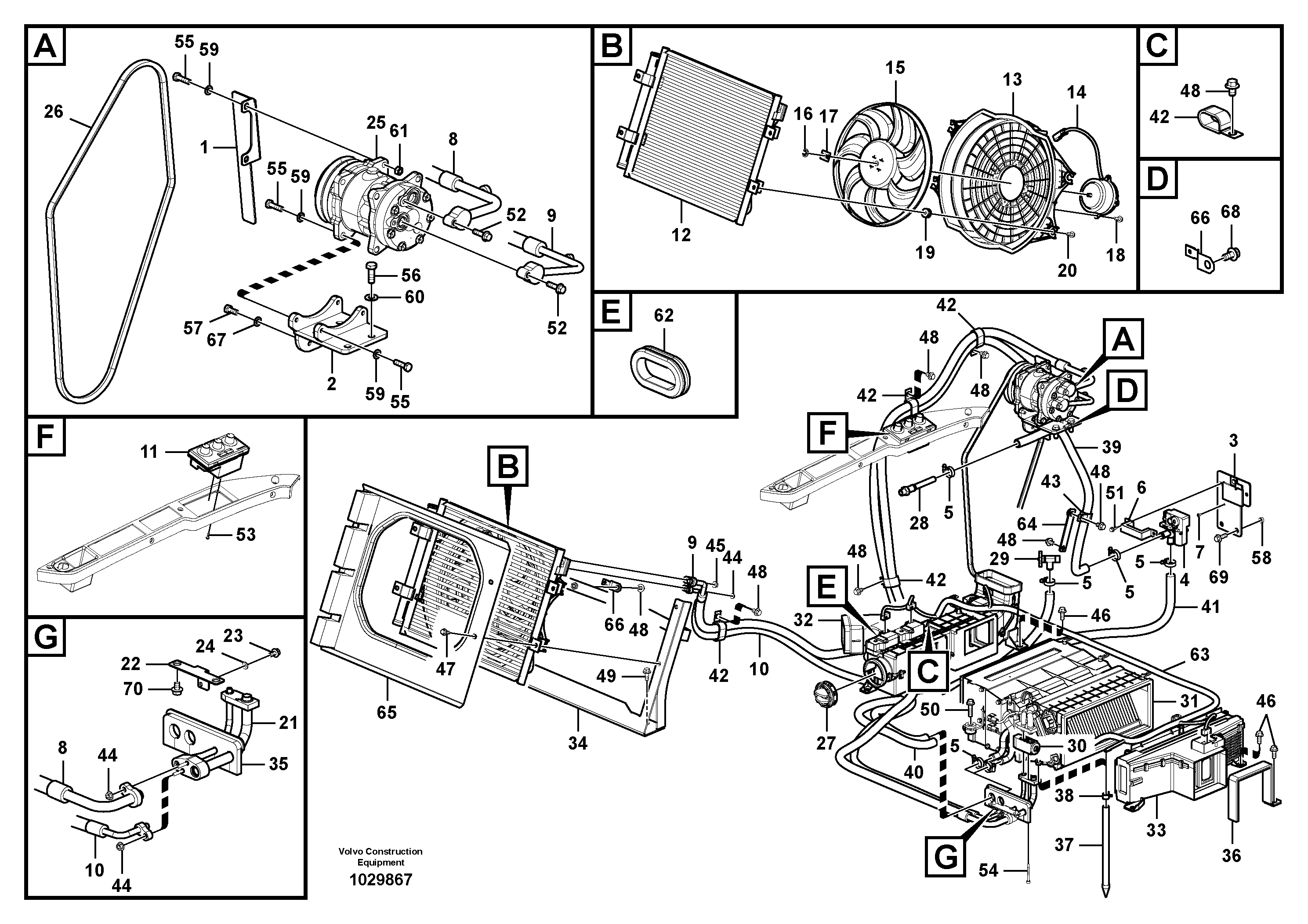 Схема запчастей Volvo EW60C - 91609 Air conditioning line, cooling and heater 