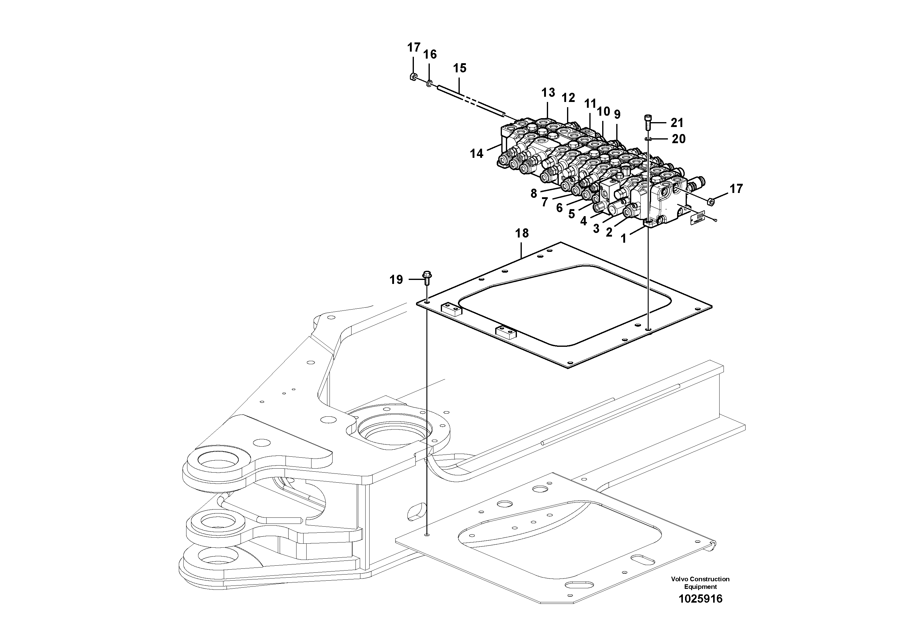 Схема запчастей Volvo EW60C - 100072 Control valve with fitting parts 