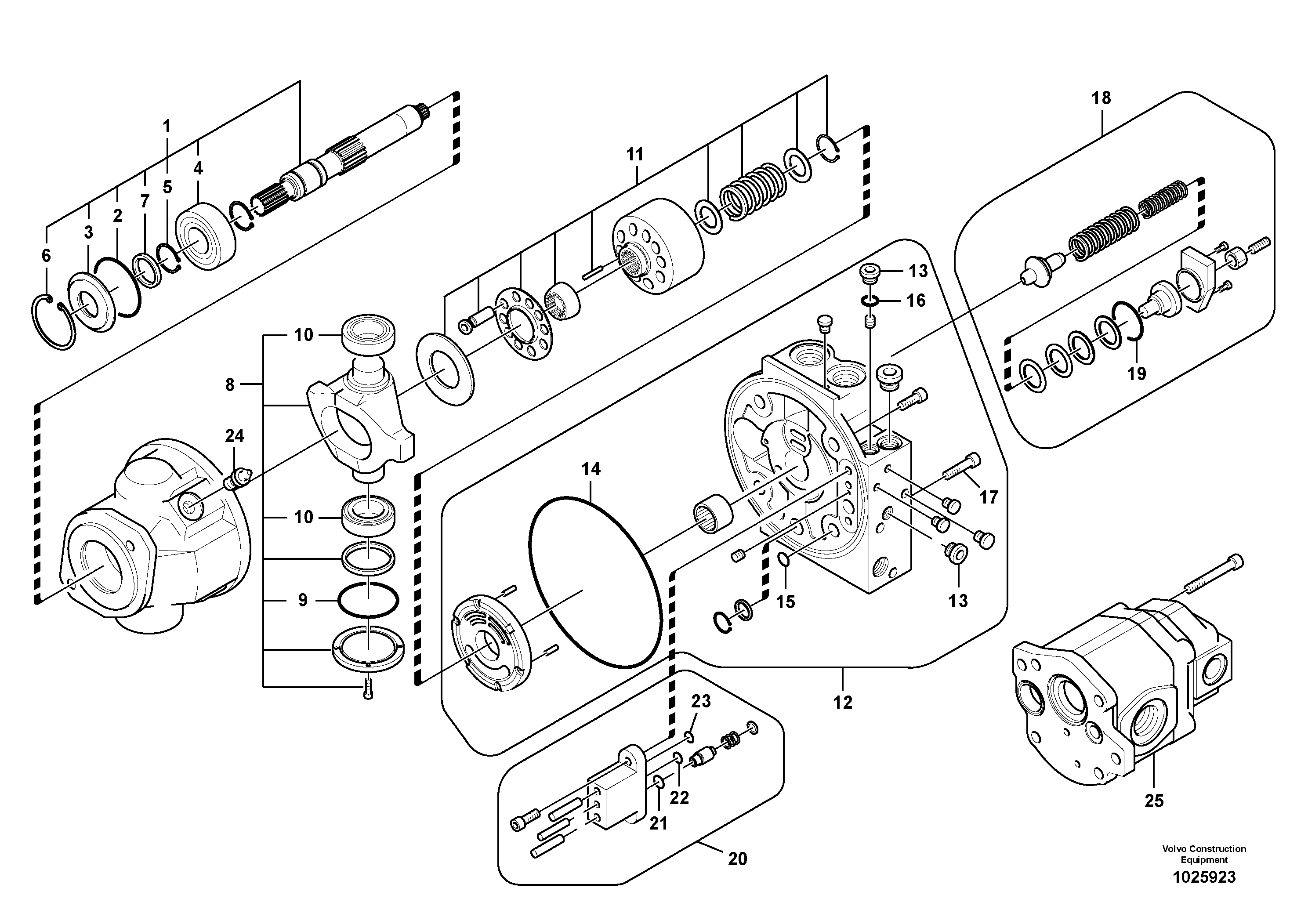 Схема запчастей Volvo EW60C - 62620 Гидронасос (основной насос) 