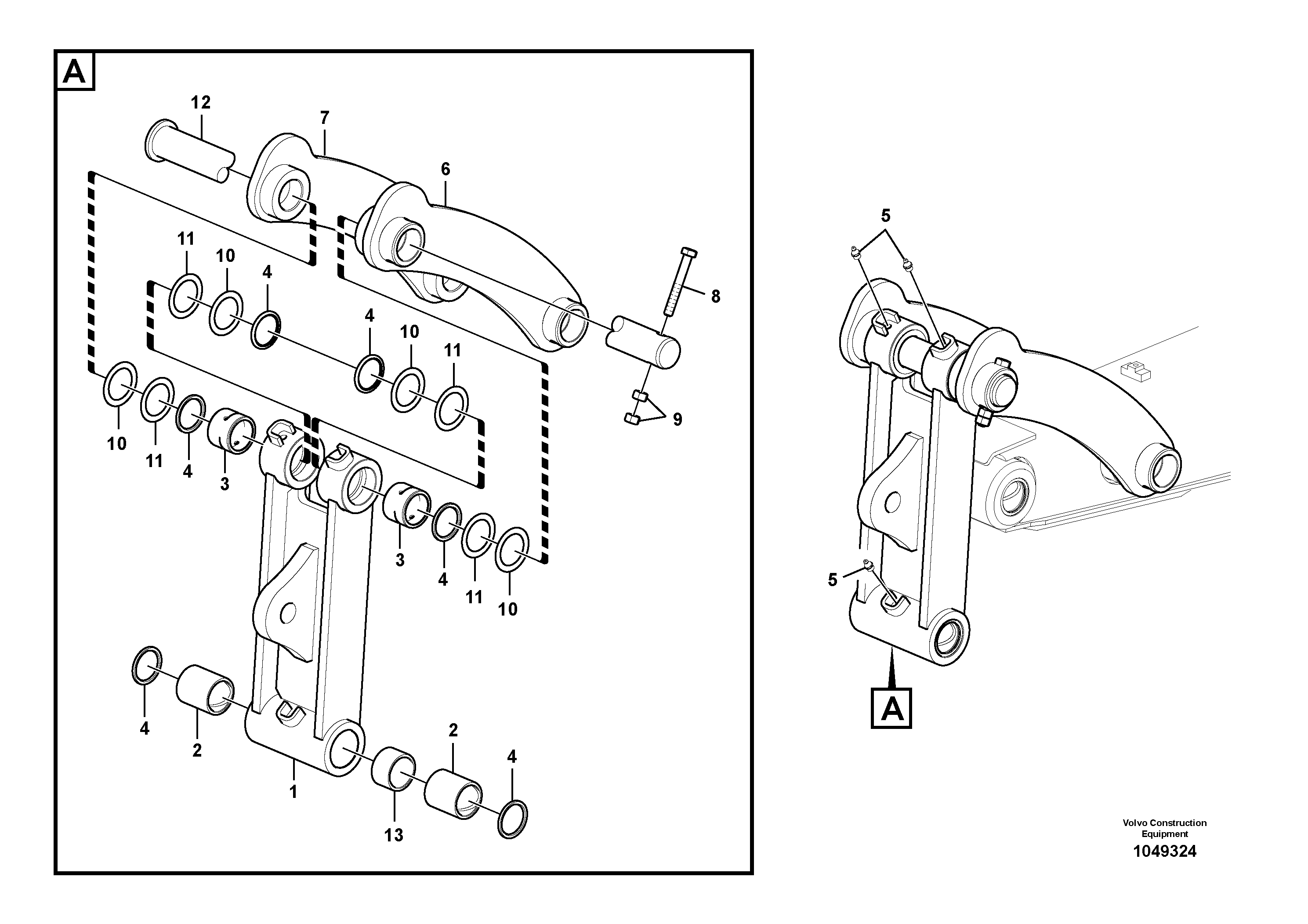 Схема запчастей Volvo EW60C - 64161 Links to connecting rod 