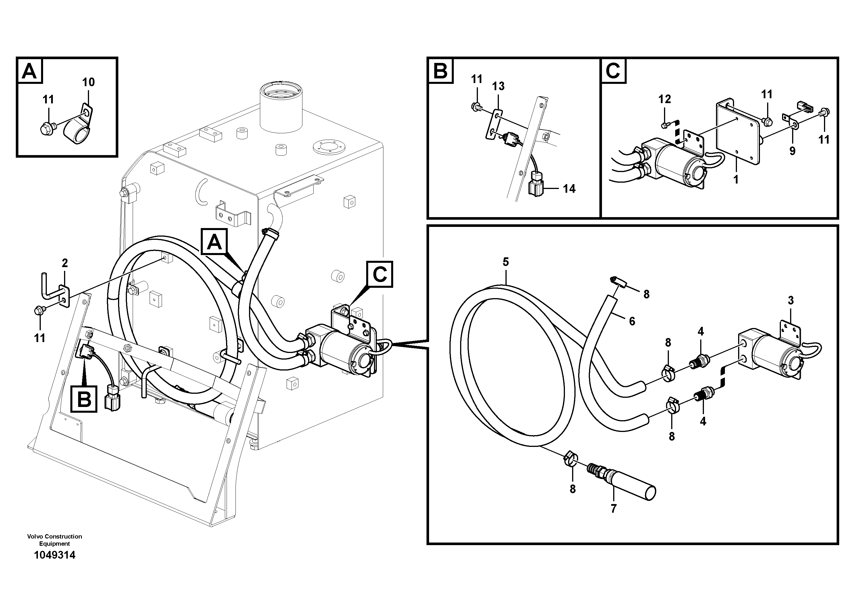 Схема запчастей Volvo EW60C - 32740 Fuel filling pump with assembling details 