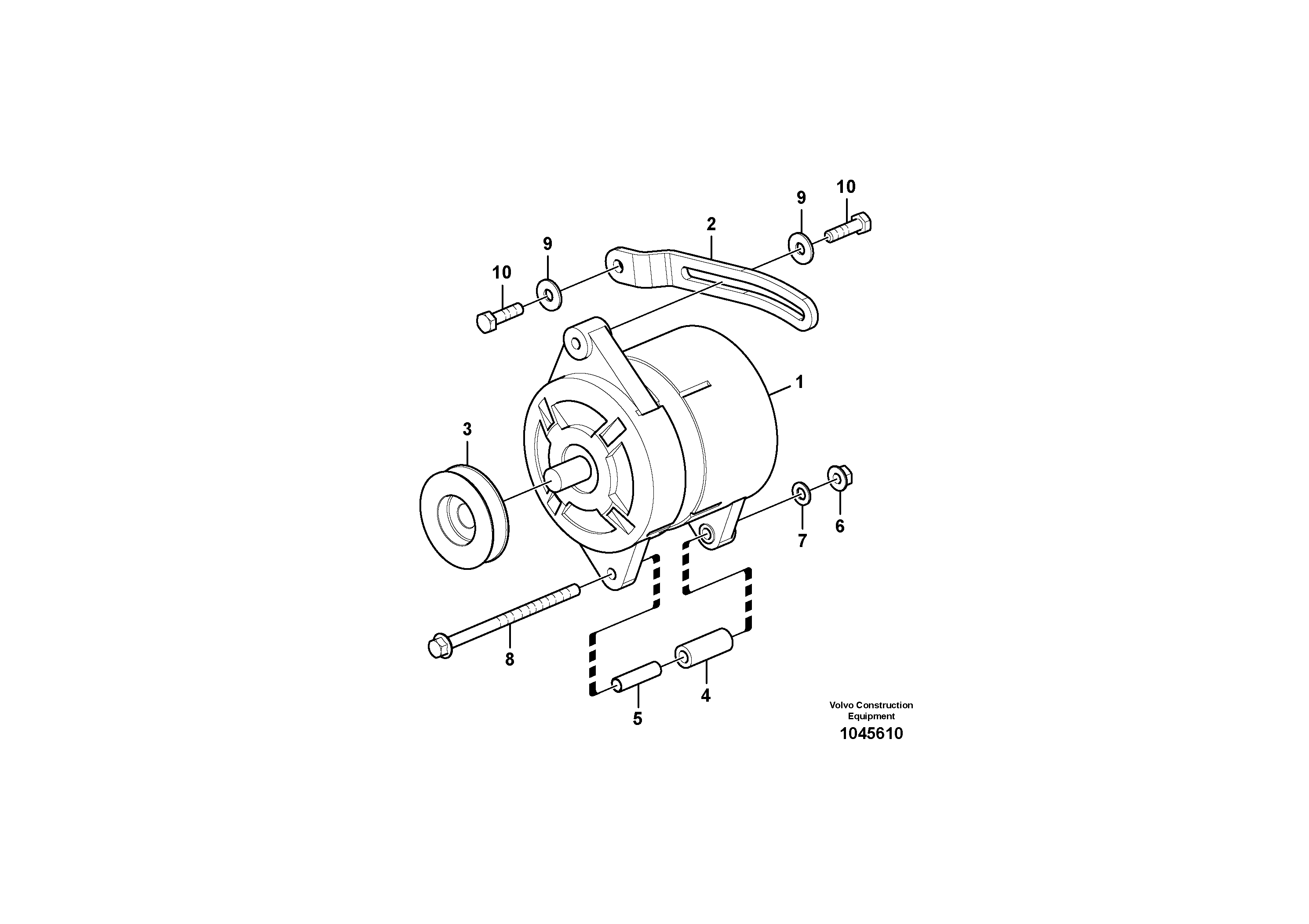 Схема запчастей Volvo EW60C - 64880 Alternator with assembling details 