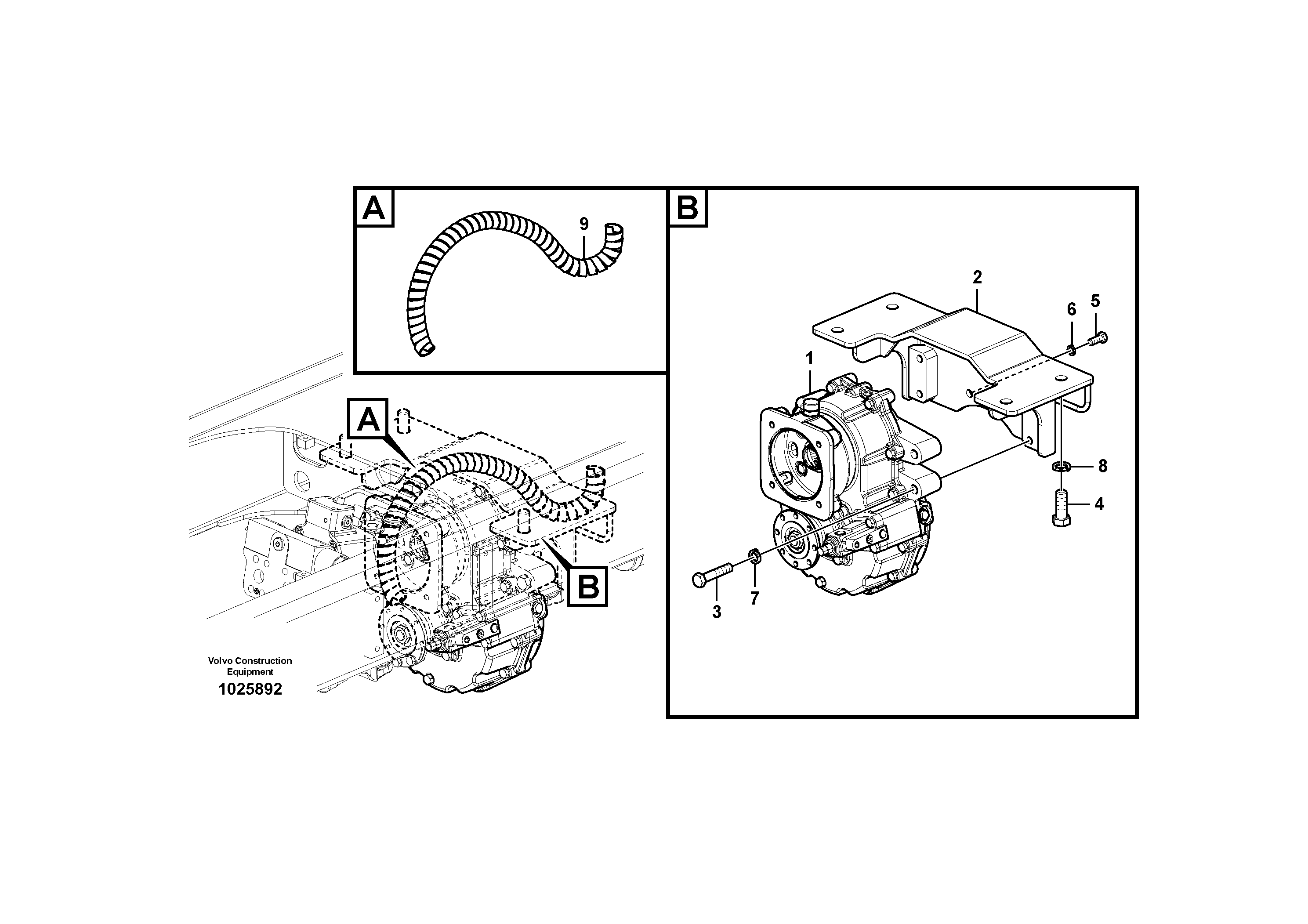 Схема запчастей Volvo EW60C - 77091 Крепление коробки передач 