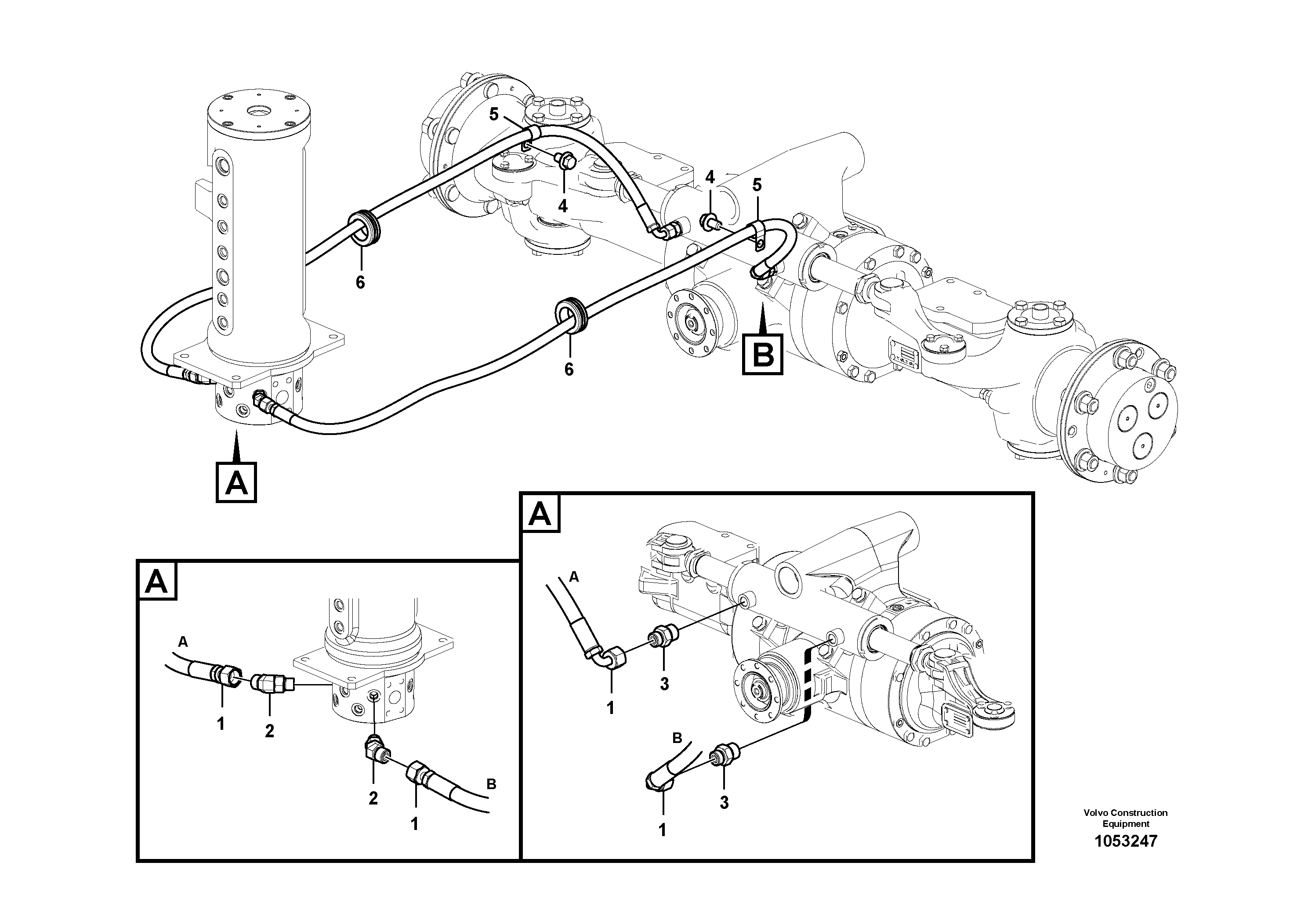 Схема запчастей Volvo EW60C - 66327 Hydraulic system, steering line 