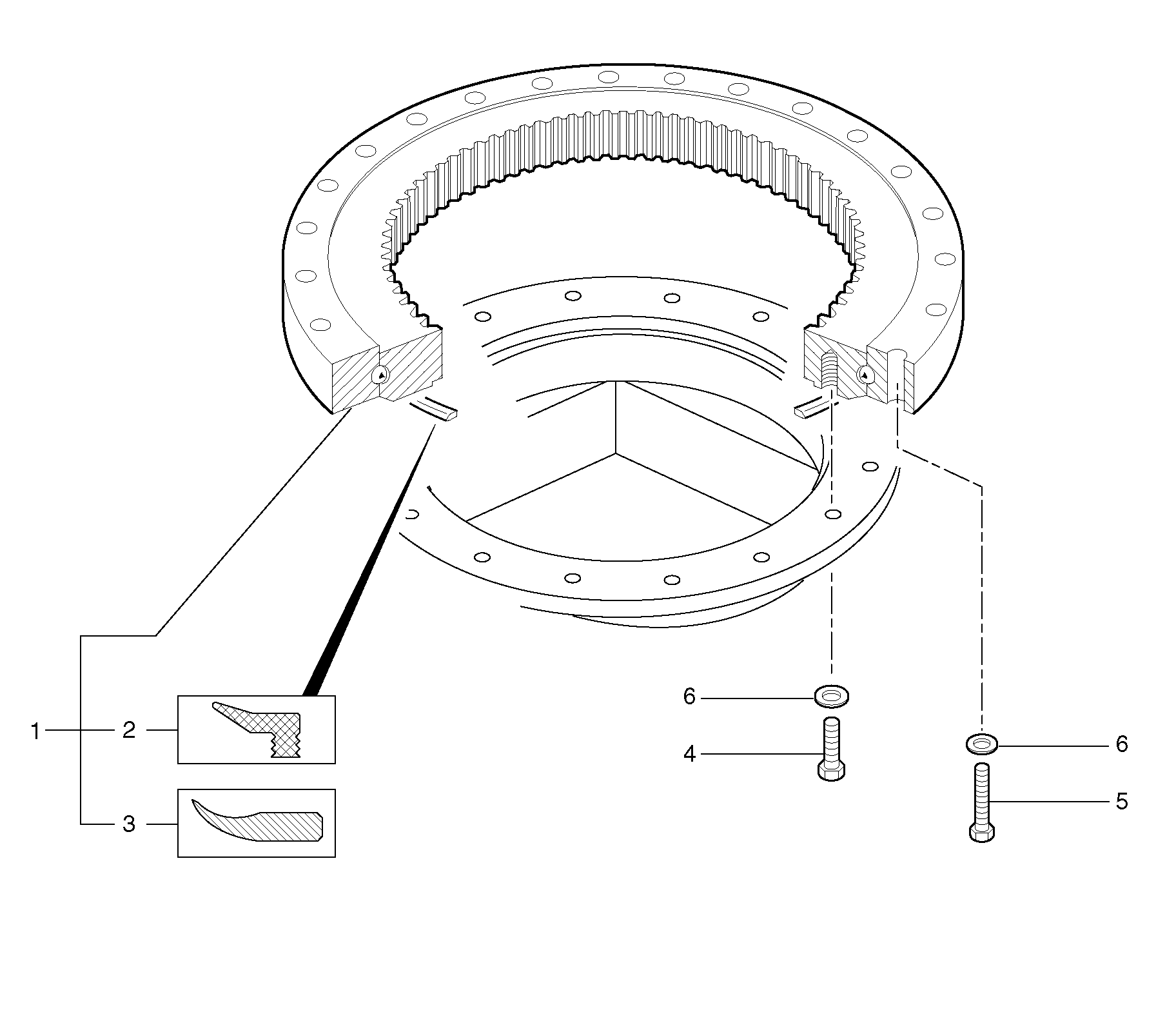 Схема запчастей Volvo EC15 - 5489 Slewing ring EC15 TYPE 265 XR