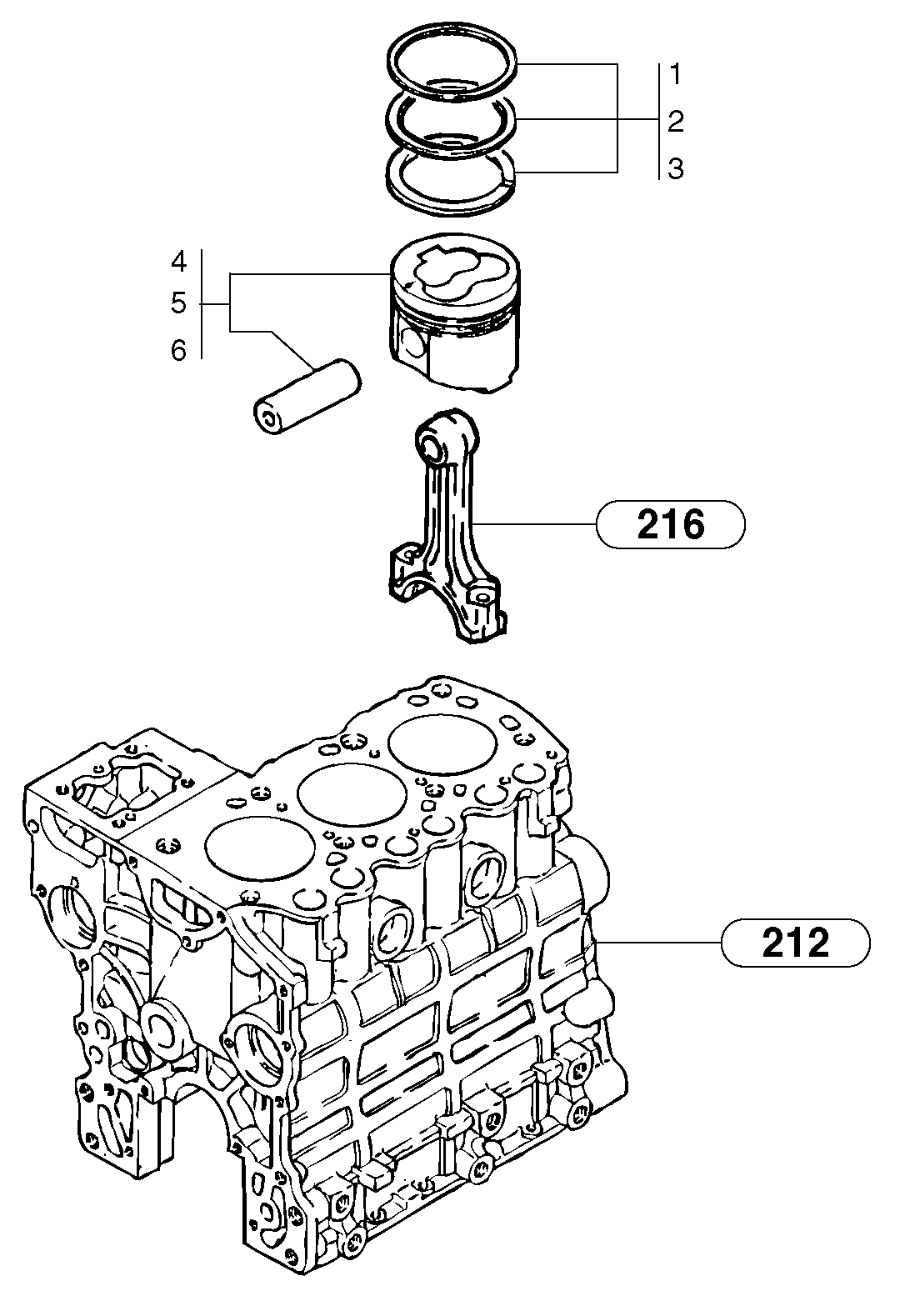 Схема запчастей Volvo EC15 - 6574 Pistons (us) EC15 TYPE 261 XT/XTV