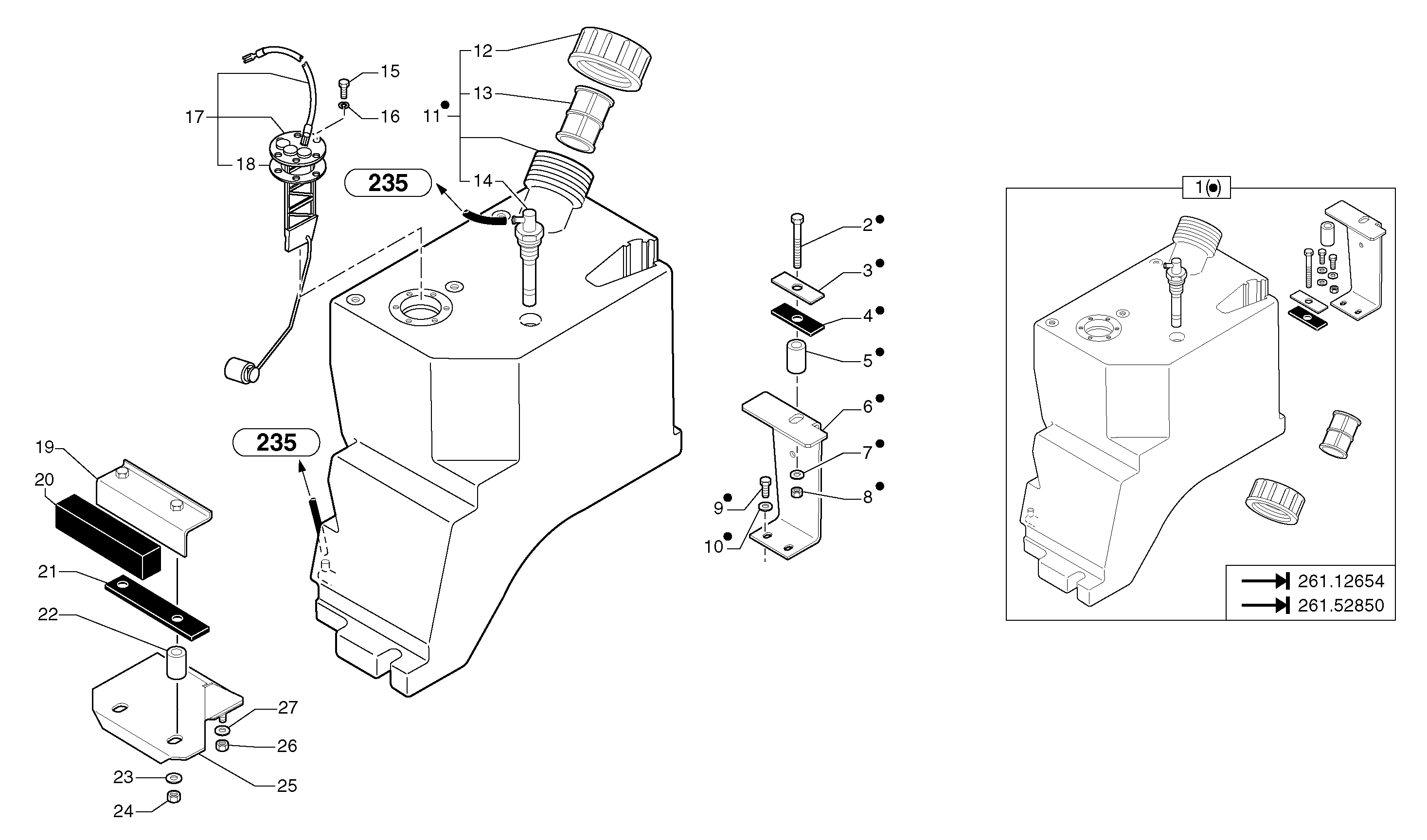 Схема запчастей Volvo EC15 - 43113 Gas-oil tank EC15 TYPE 261 XT/XTV