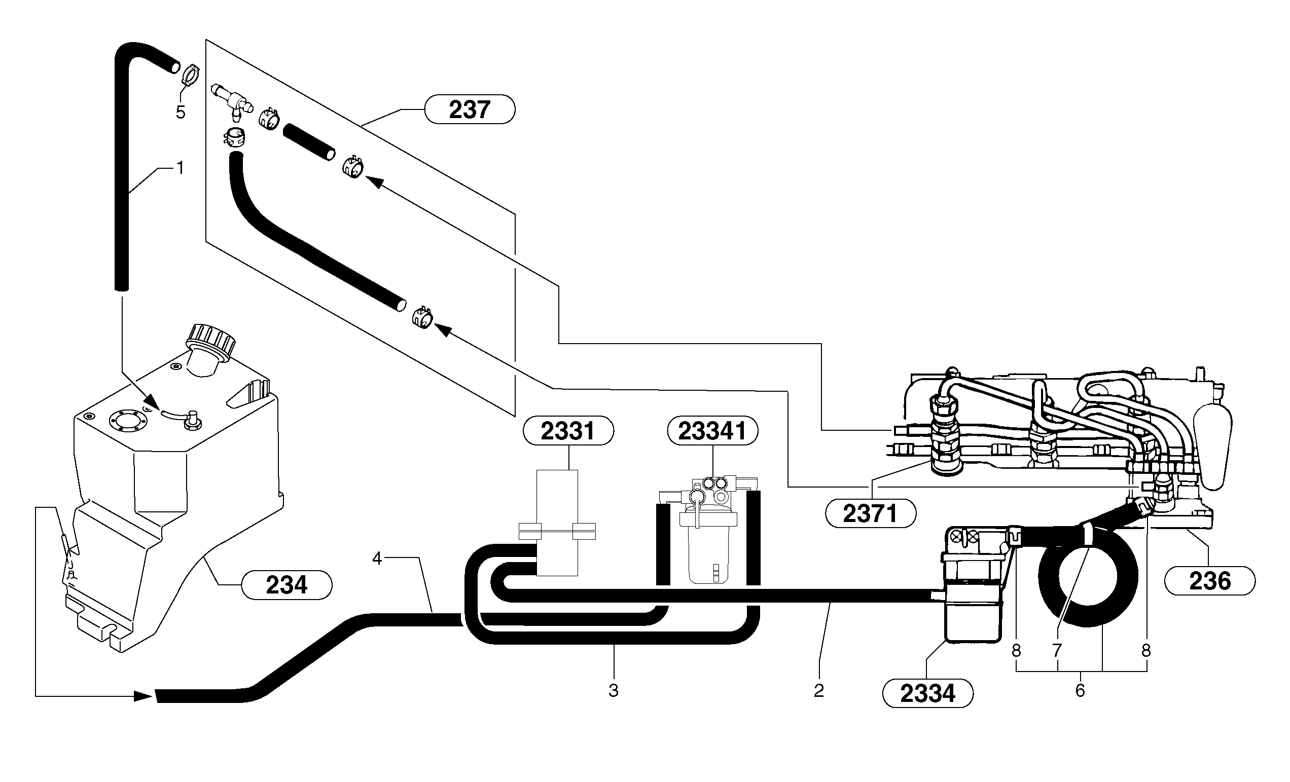 Схема запчастей Volvo EC15 - 6592 Fuel circuit EC15 TYPE 261 XT/XTV