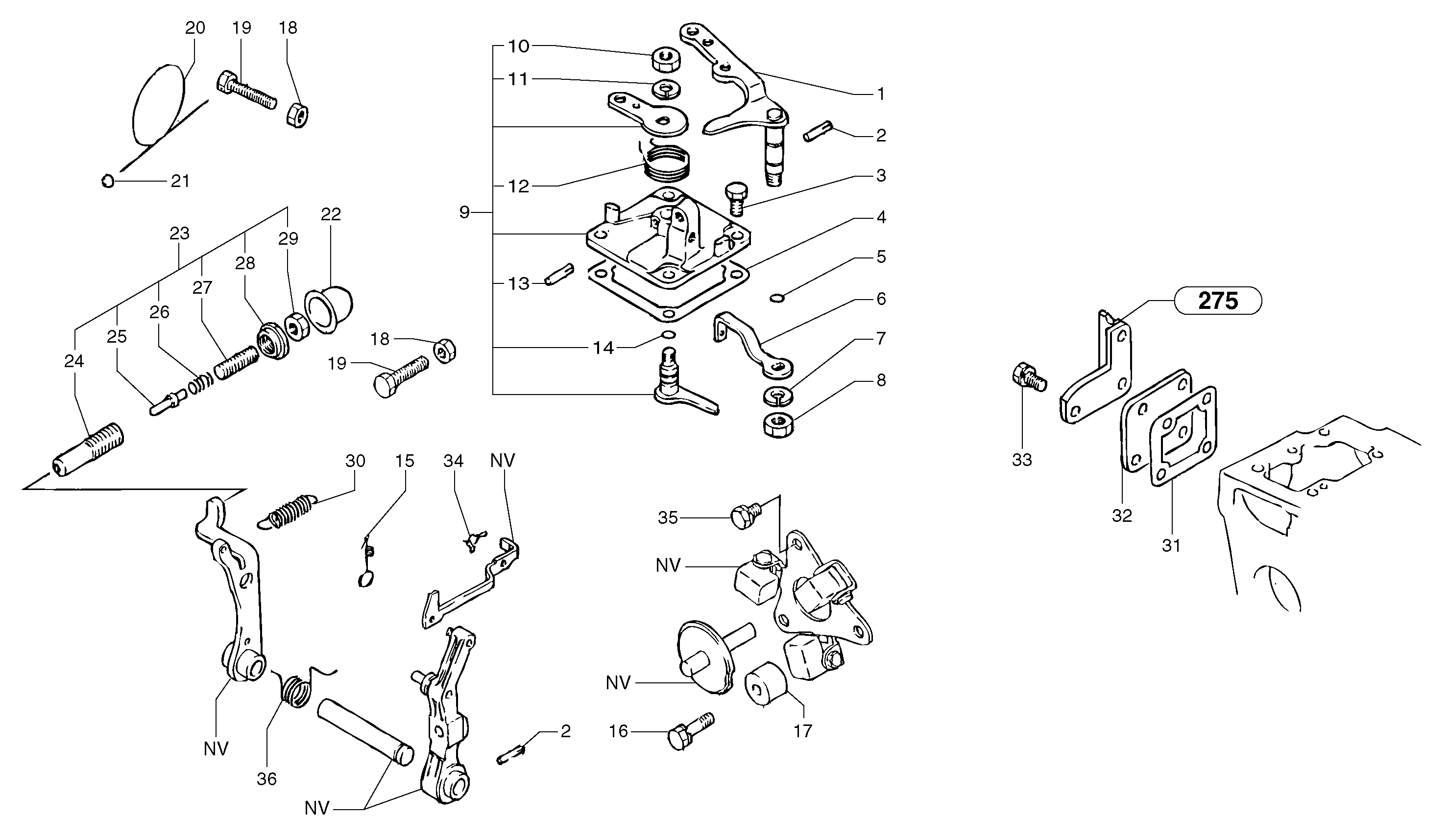 Схема запчастей Volvo EC15 - 104428 Engine injection pump control EC15 TYPE 261 XT/XTV