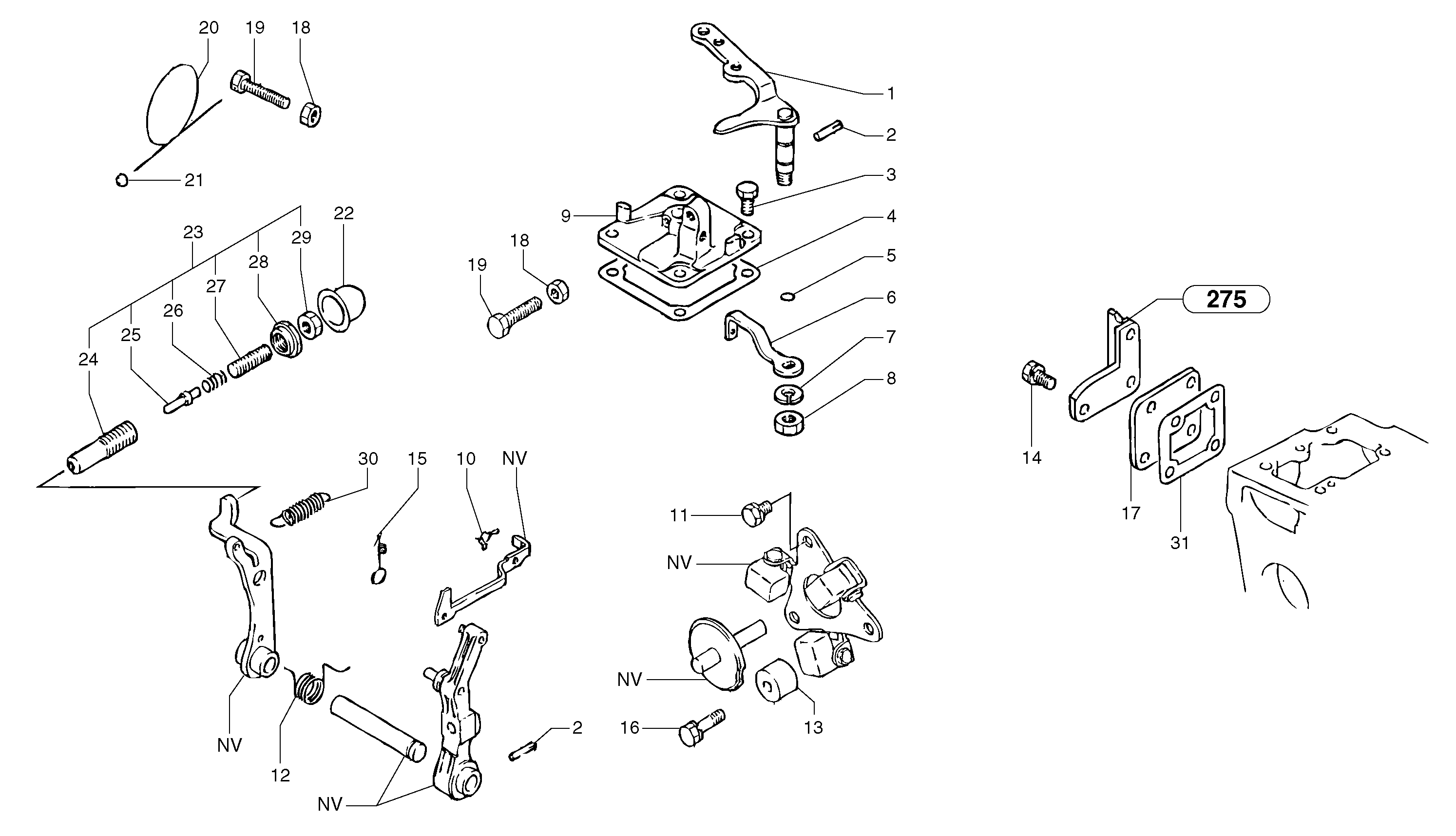 Схема запчастей Volvo EC15 - 104430 Engine injection pump control EC15 TYPE 261 XT/XTV
