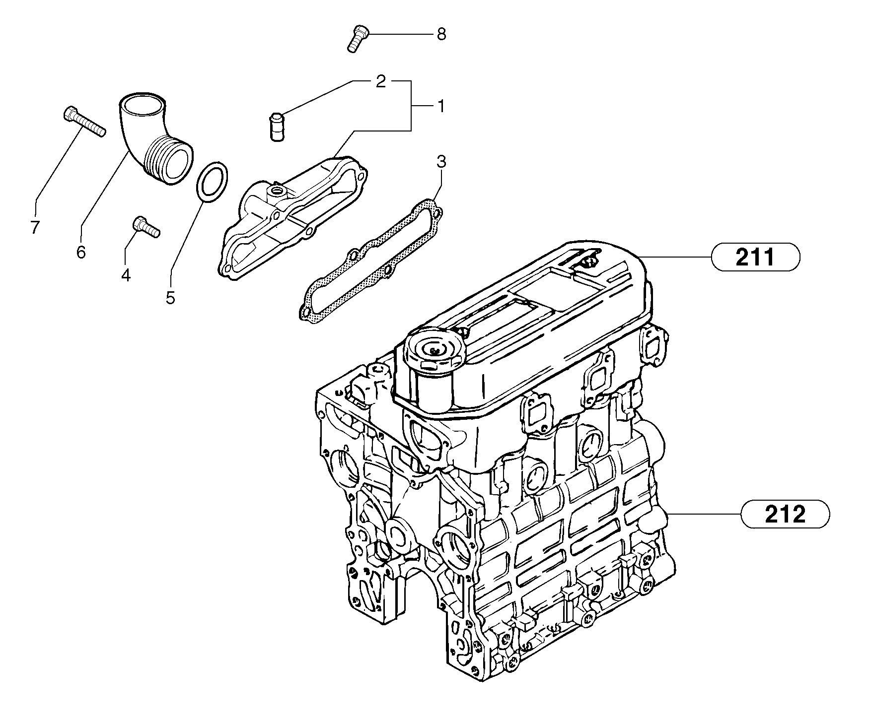 Схема запчастей Volvo EC15 - 6599 Впускной коллектор (труба) EC15 TYPE 261 XT/XTV