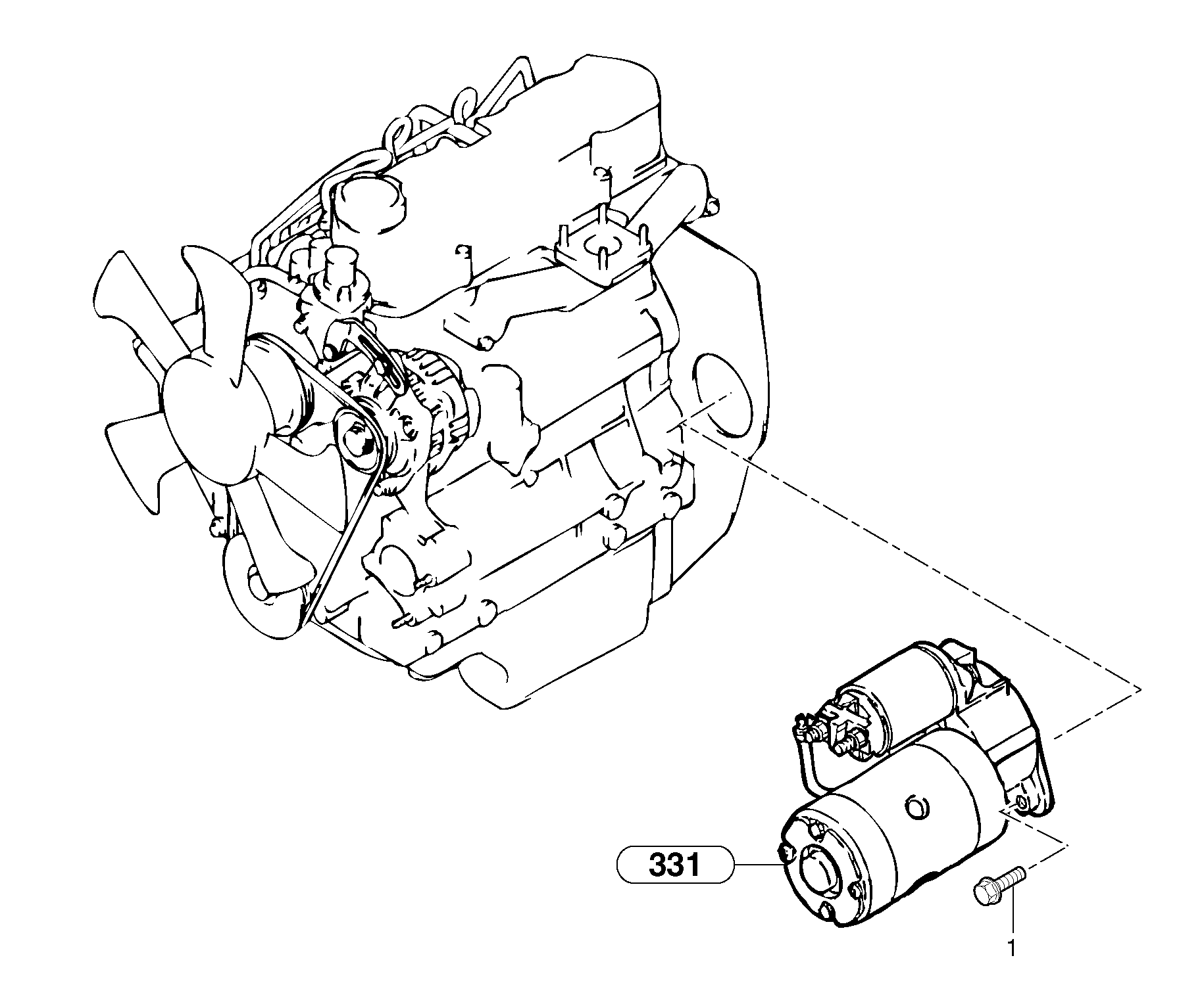 Схема запчастей Volvo EC15 - 6632 Starter motor installation EC15 TYPE 261 XT/XTV