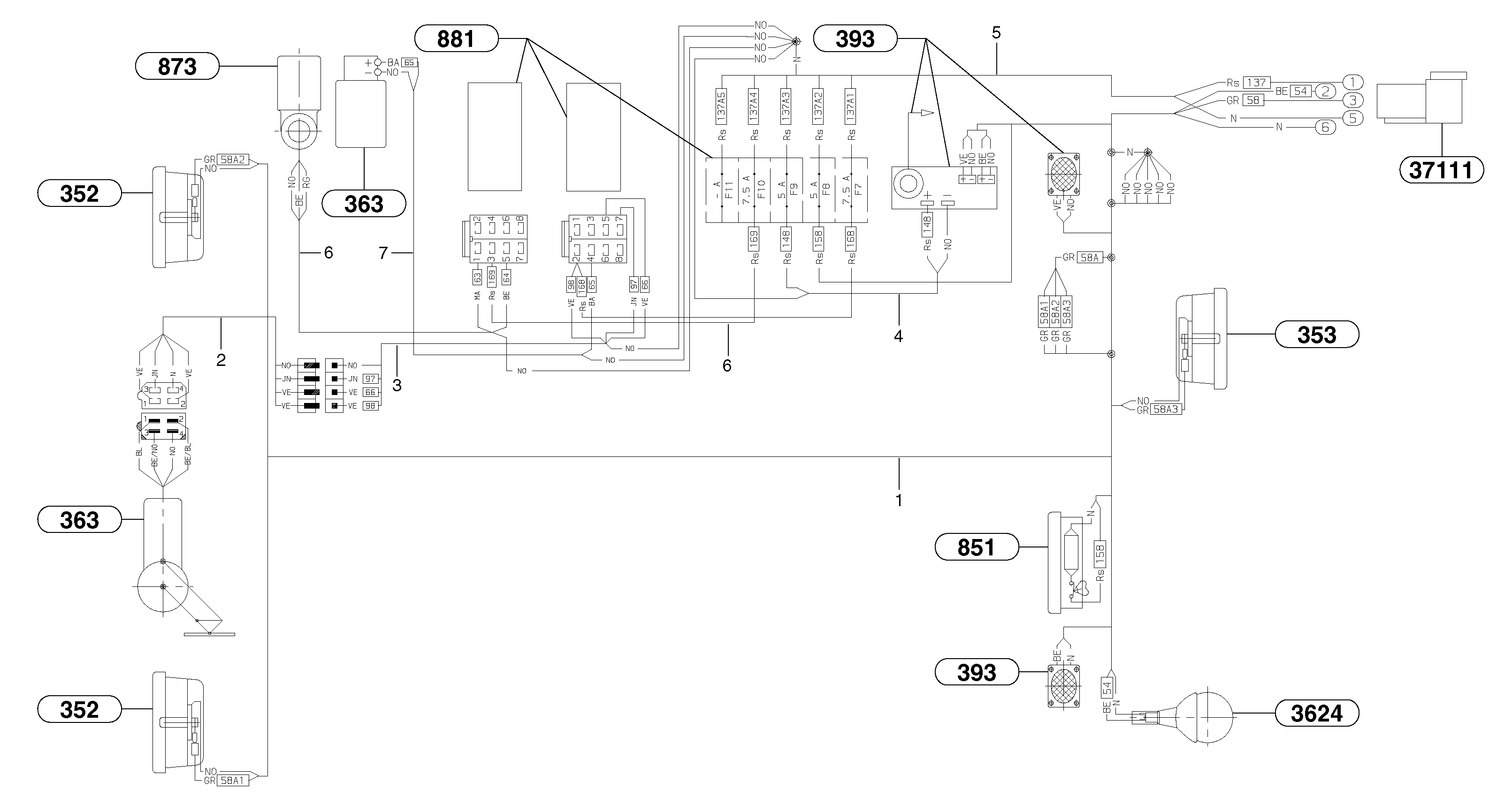 Схема запчастей Volvo EC15 - 5790 Electrical system / cab EC15 TYPE 261 XT/XTV