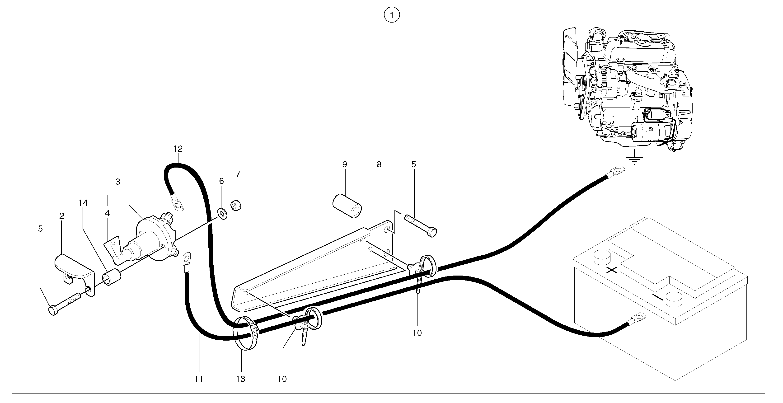 Схема запчастей Volvo EC15 - 40676 Battery cut-out EC15 TYPE 261 XT/XTV