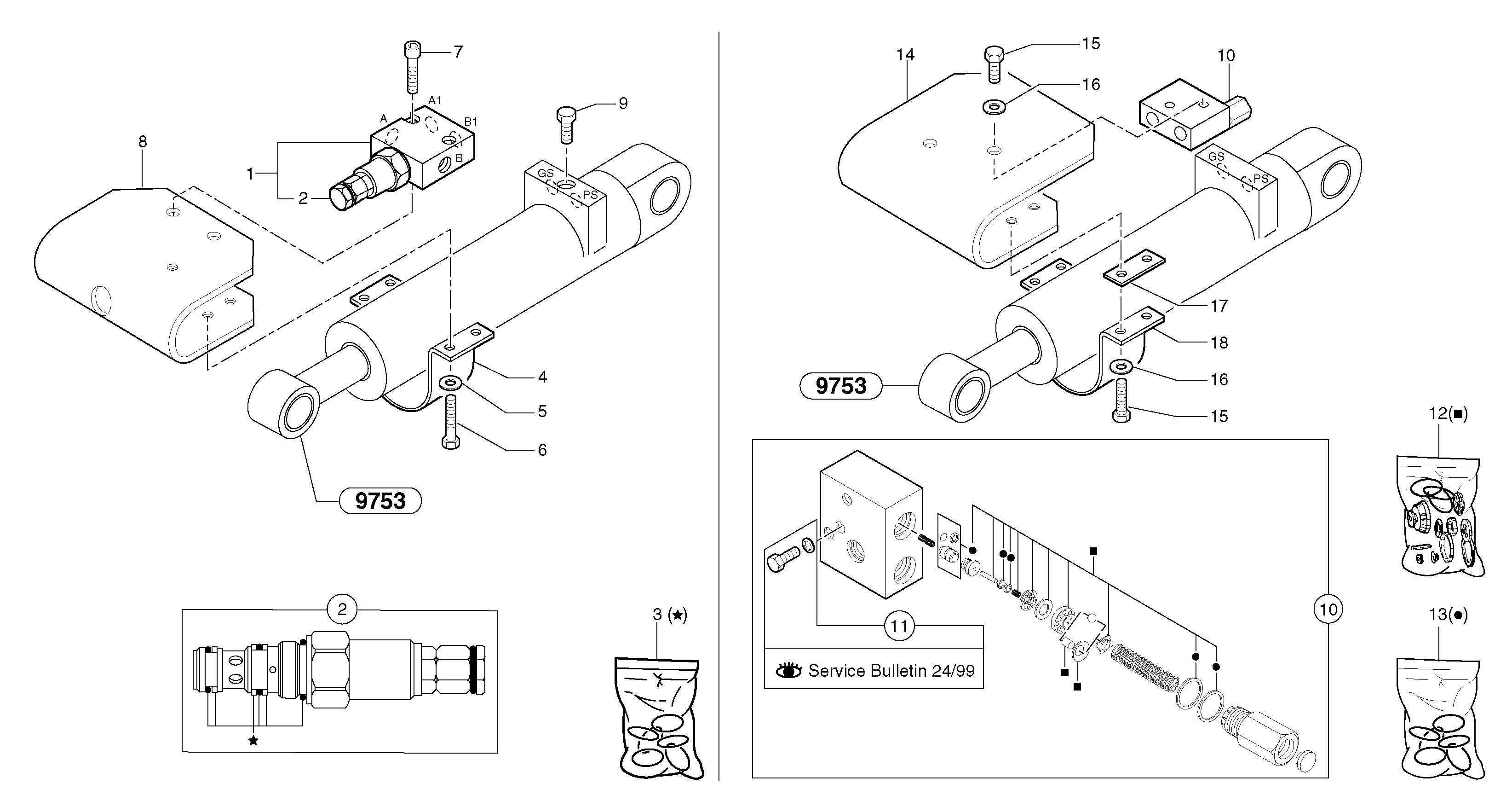 Схема запчастей Volvo EC15 - 104261 Safety valve ( dipper arm cylinder ) EC15 TYPE 265 XR