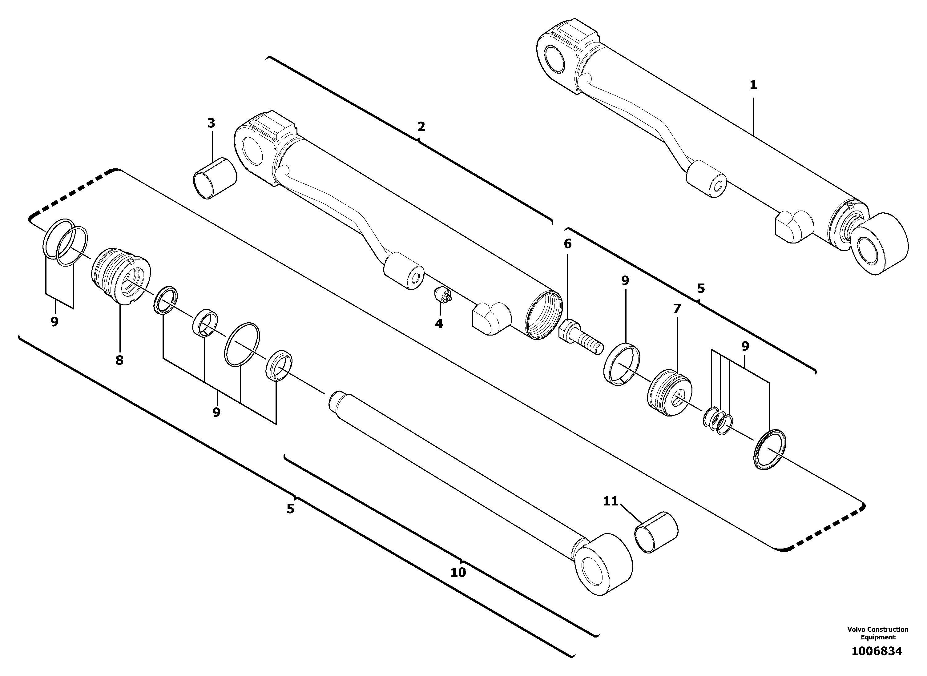 Схема запчастей Volvo EC15 - 5816 Variable track cylinder EC15 TYPE 261 XT/XTV