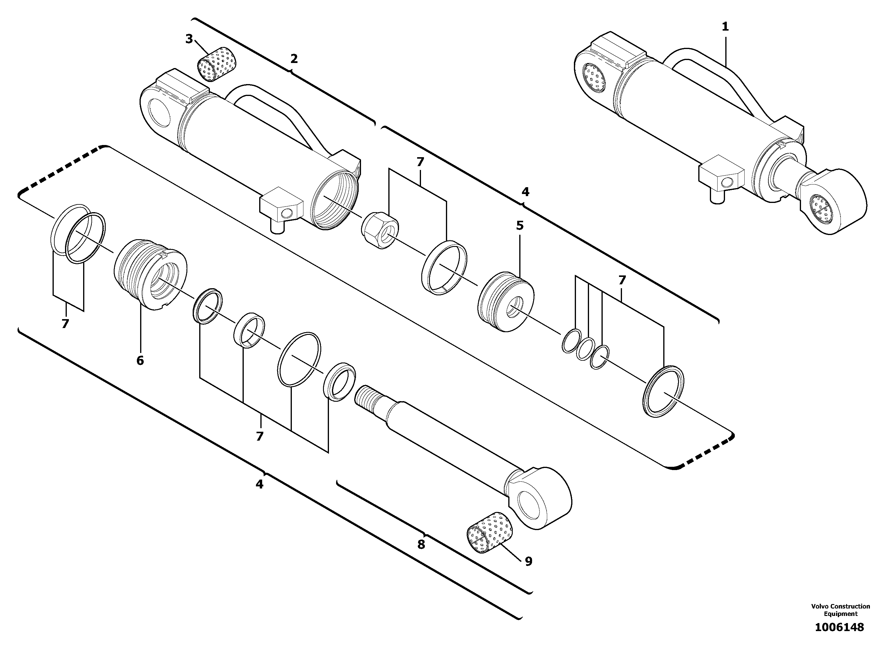 Схема запчастей Volvo EC15 - 5636 Гидроцилиндр отвала EC15 TYPE 265 XR