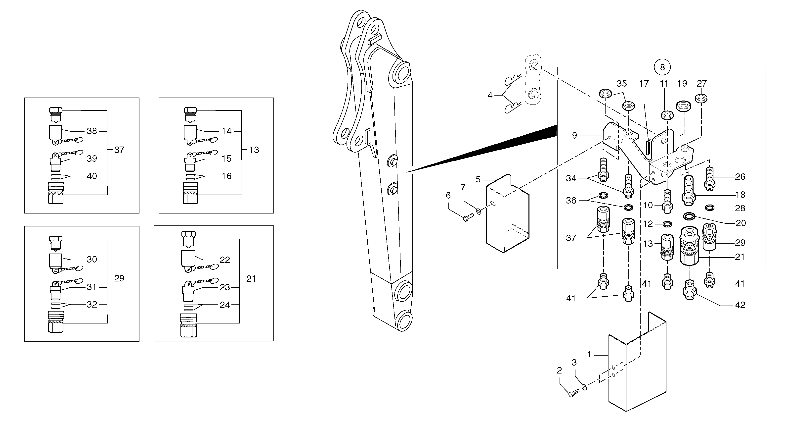 Схема запчастей Volvo EC15 - 105913 Kit coupler ( grab jaw ) EC15 TYPE 261 XT/XTV
