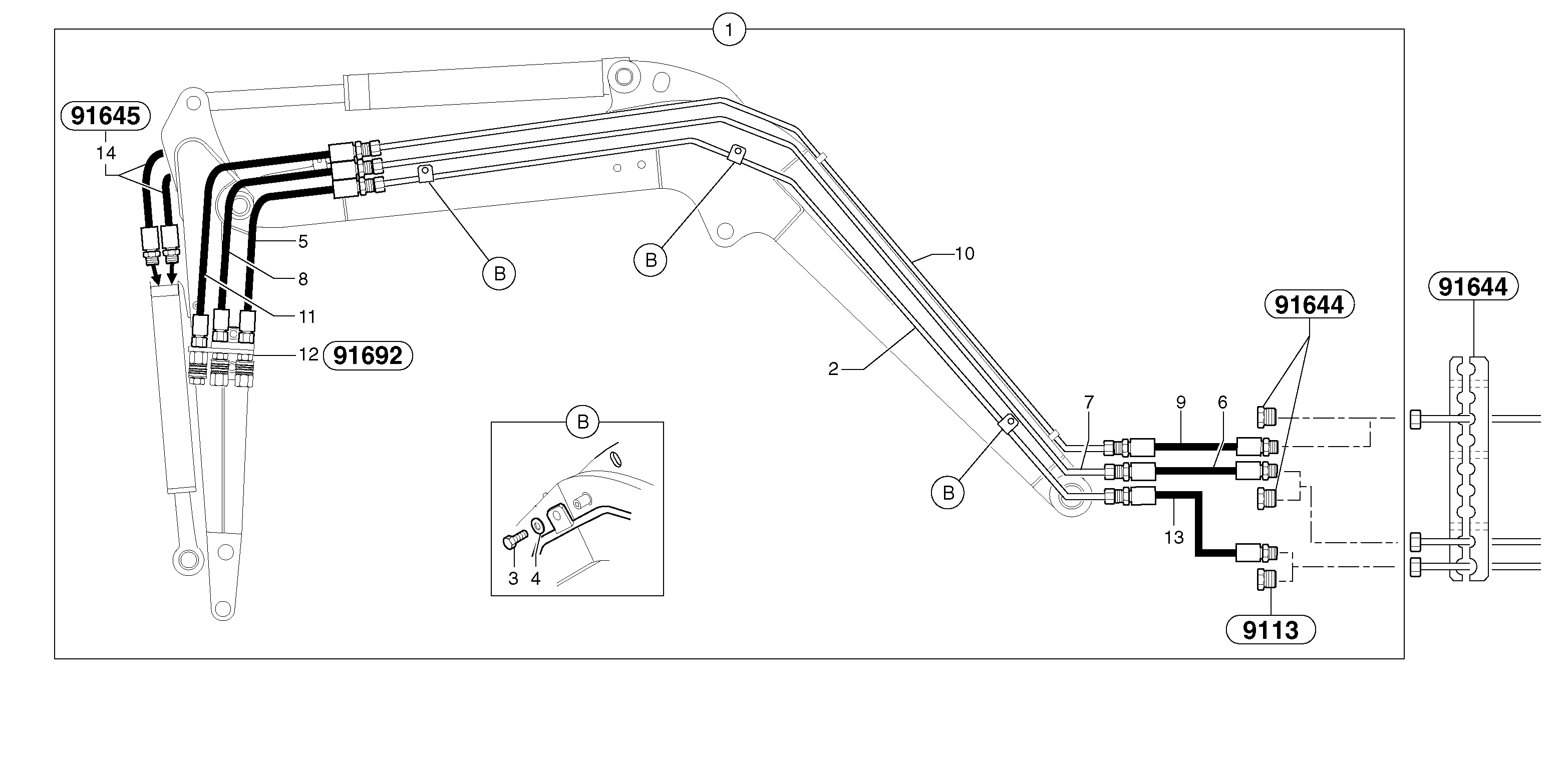 Схема запчастей Volvo EC15 - 29313 Hydraulic circuit ( double-acting ) EC15 TYPE 261 XT/XTV