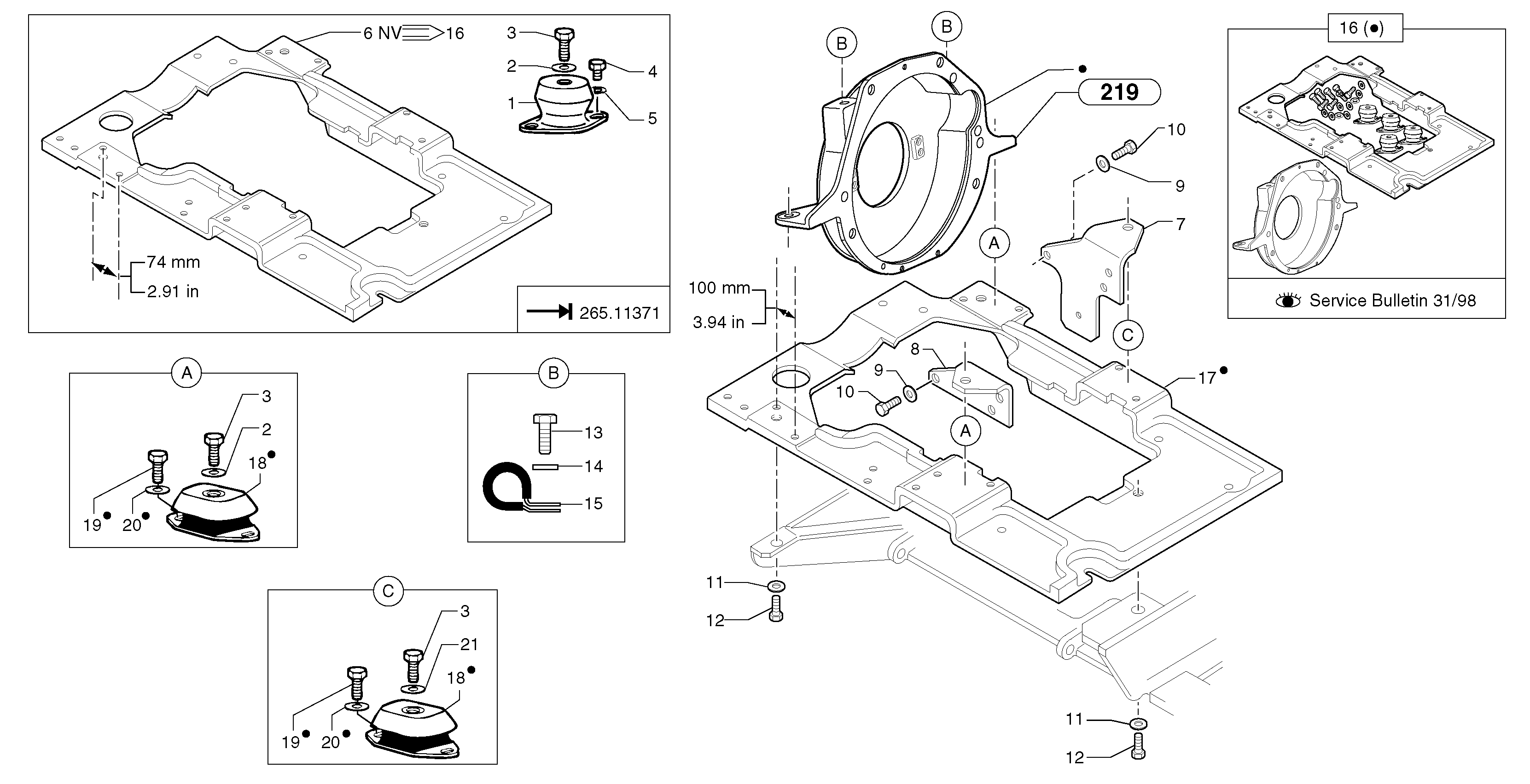 Схема запчастей Volvo EC15 - 4740 Engine mounts EC15 TYPE 265 XR