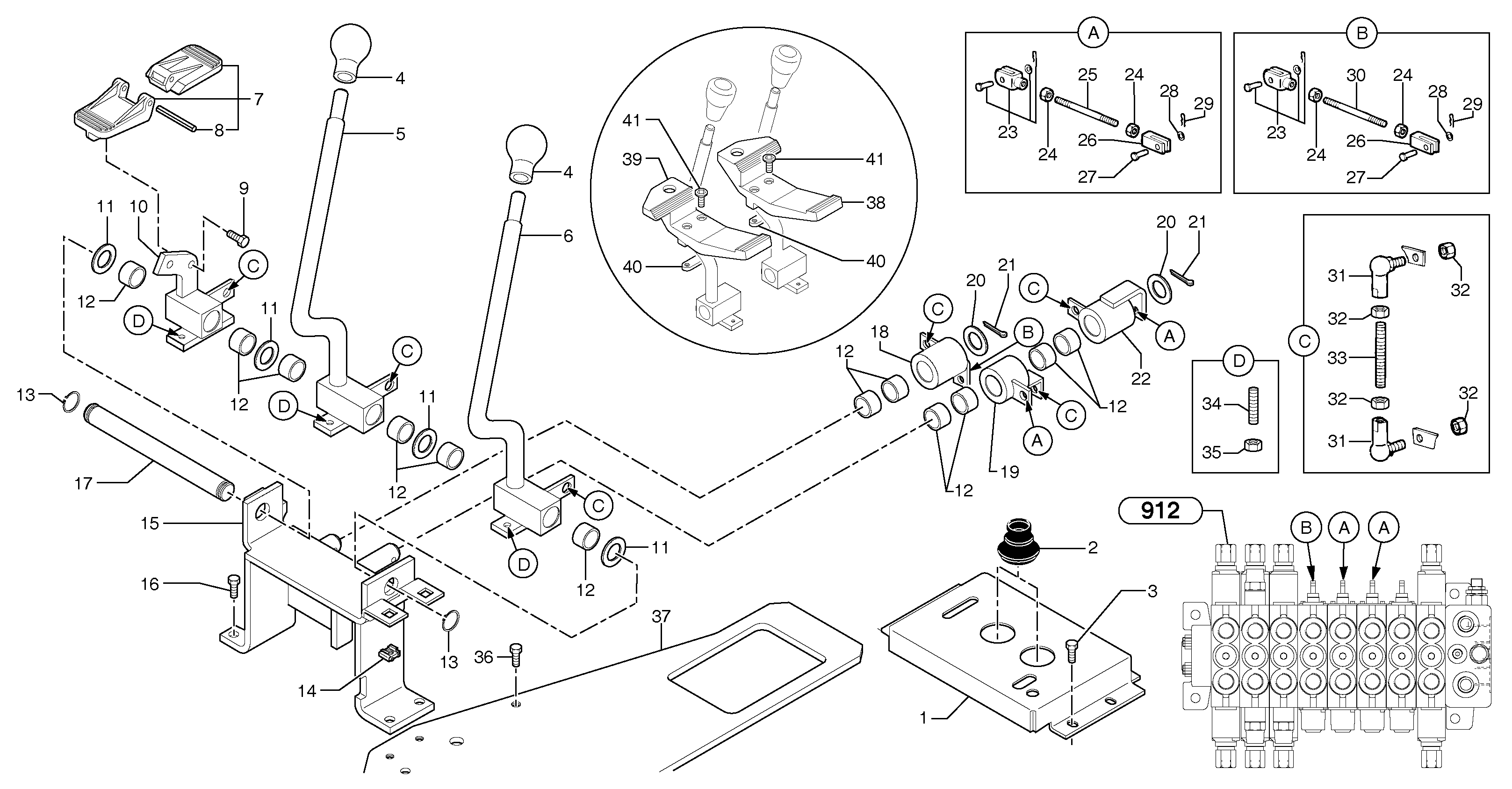 Схема запчастей Volvo EC15B - 88785 Control levers : travelling / accessories EC15B TYPE 272 XT/XTV