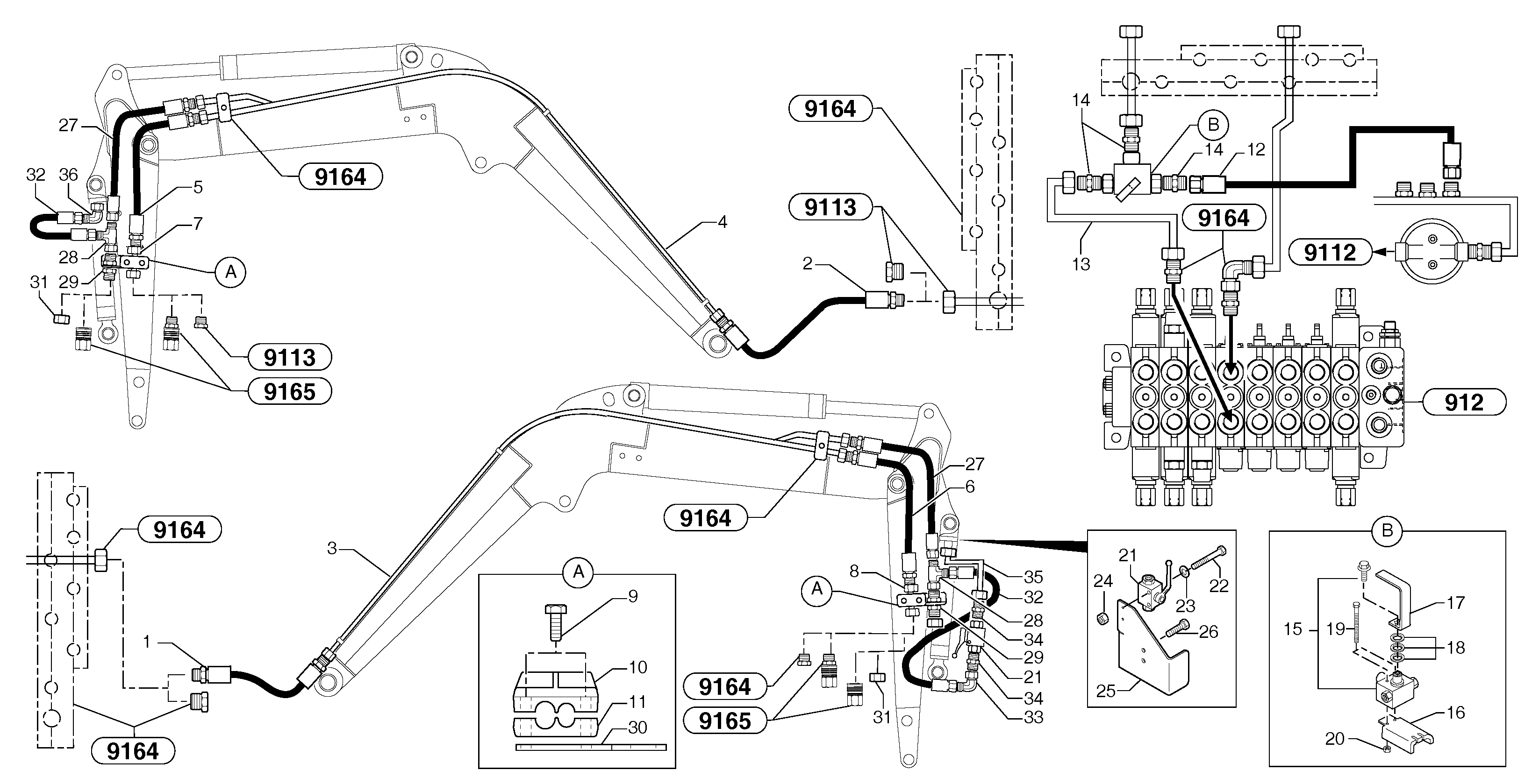 Схема запчастей Volvo EC15B - 102697 Hydr. circuit. ( attachment ) ( grab jaw ) EC15B TYPE 272 XT/XTV