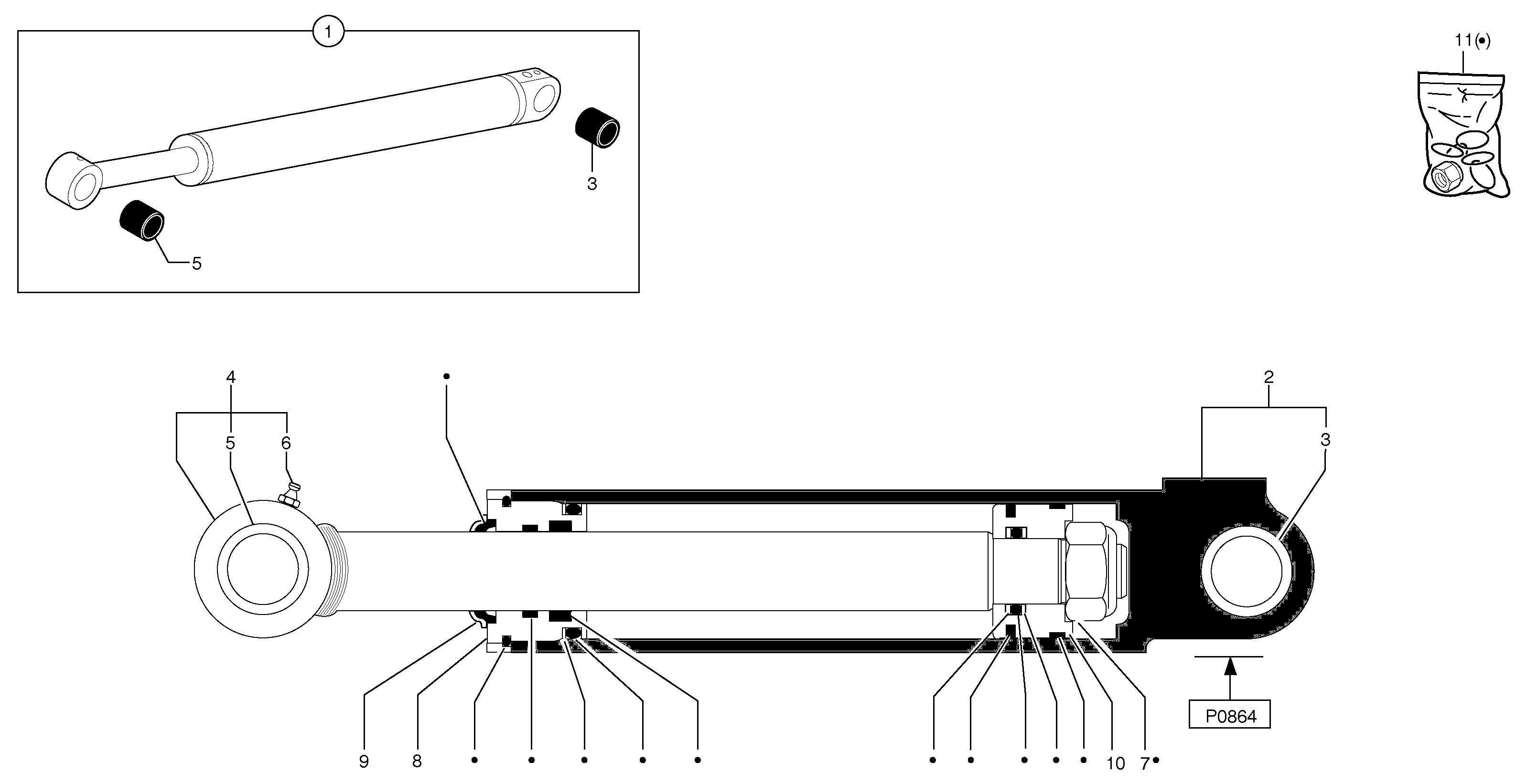 Схема запчастей Volvo EC15B - 39569 Boom offset cylinder EC15B TYPE 272 XT/XTV