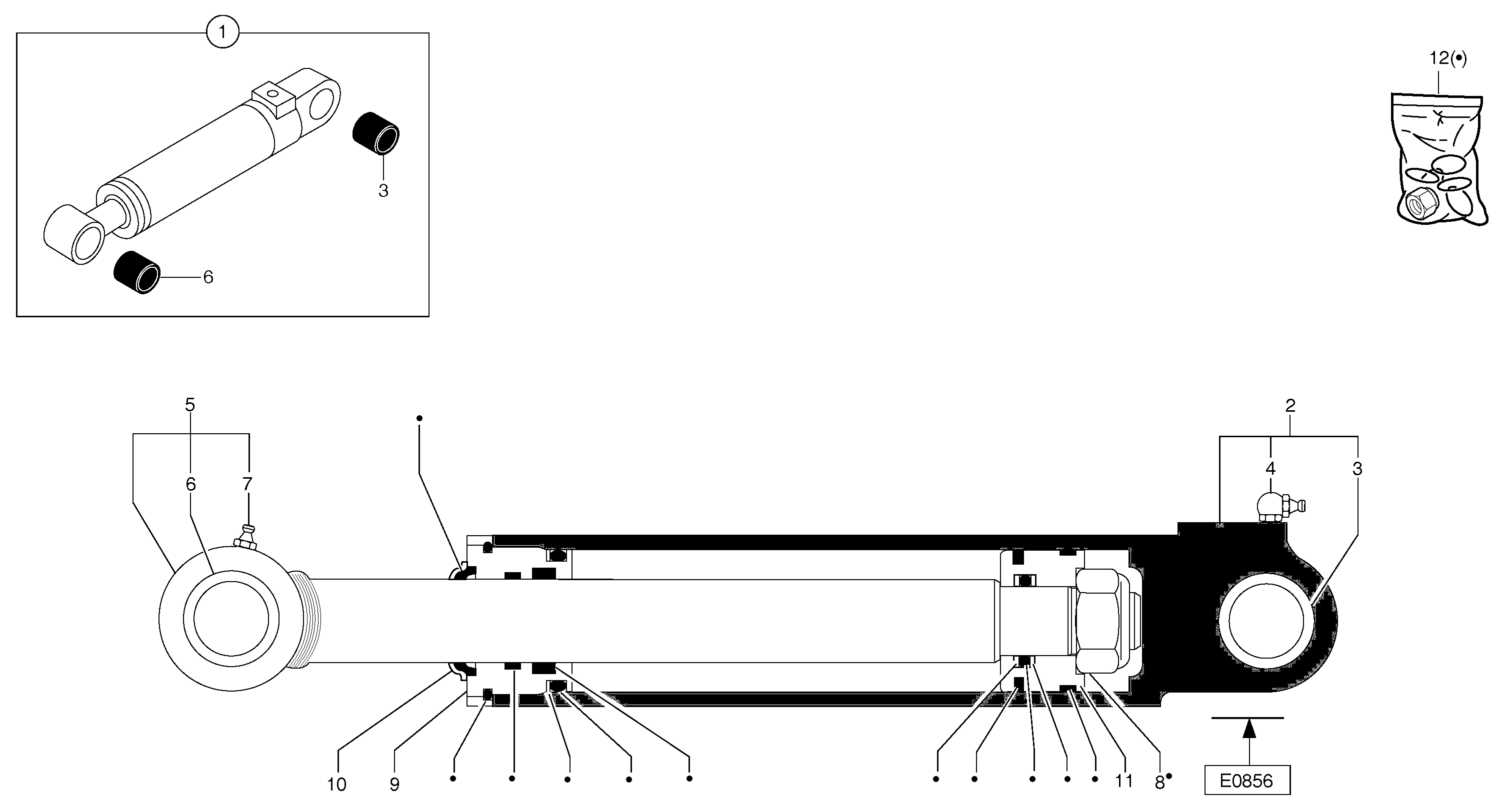 Схема запчастей Volvo EC15B - 40239 Dipper arm cylinder EC15B TYPE 272 XT/XTV