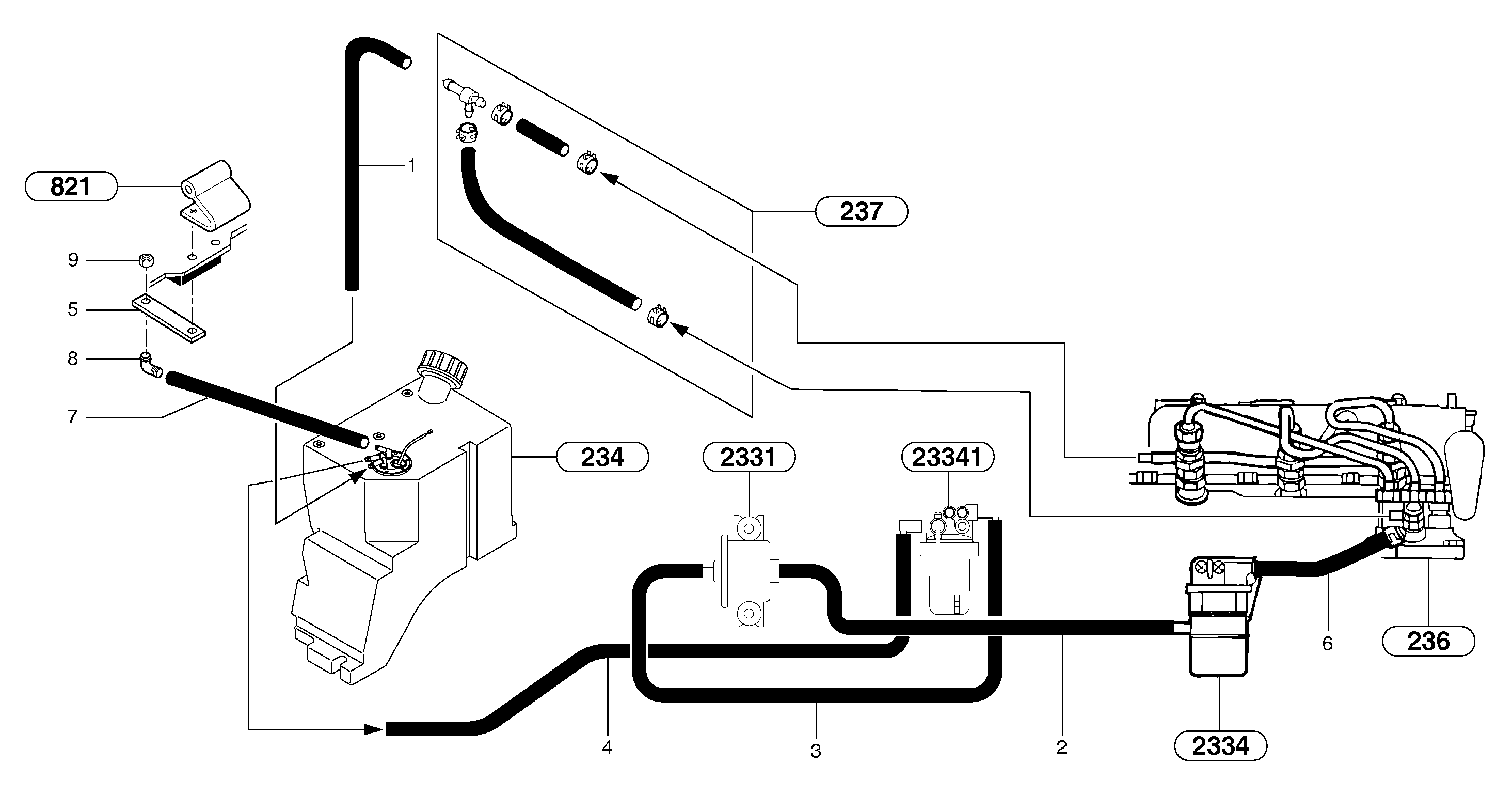 Схема запчастей Volvo EC15B - 35051 Fuel circuit EC15B TYPE 272 XT/XTV
