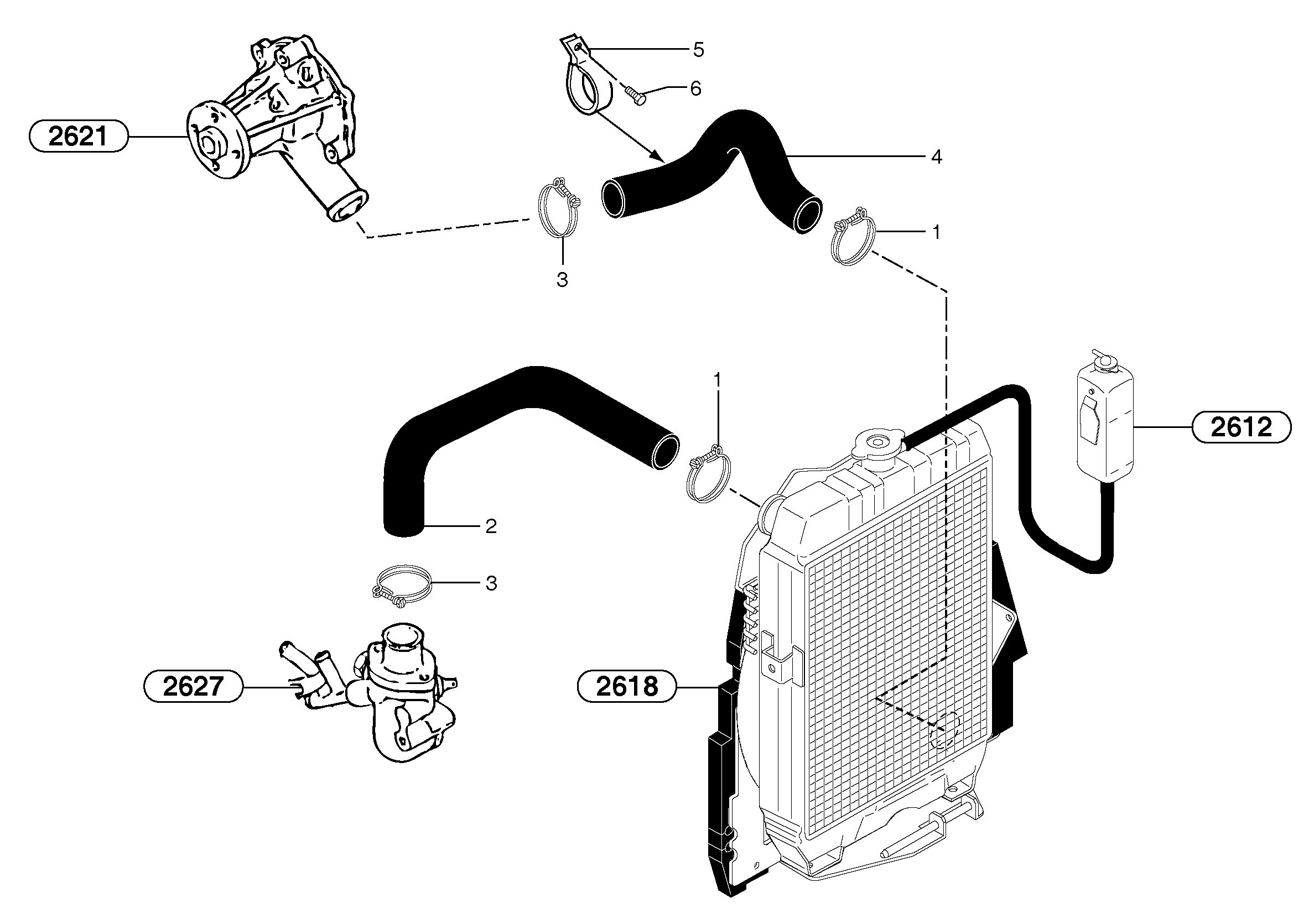 Схема запчастей Volvo EC15B - 2212 Cooling circuit EC15B TYPE 272 XT/XTV