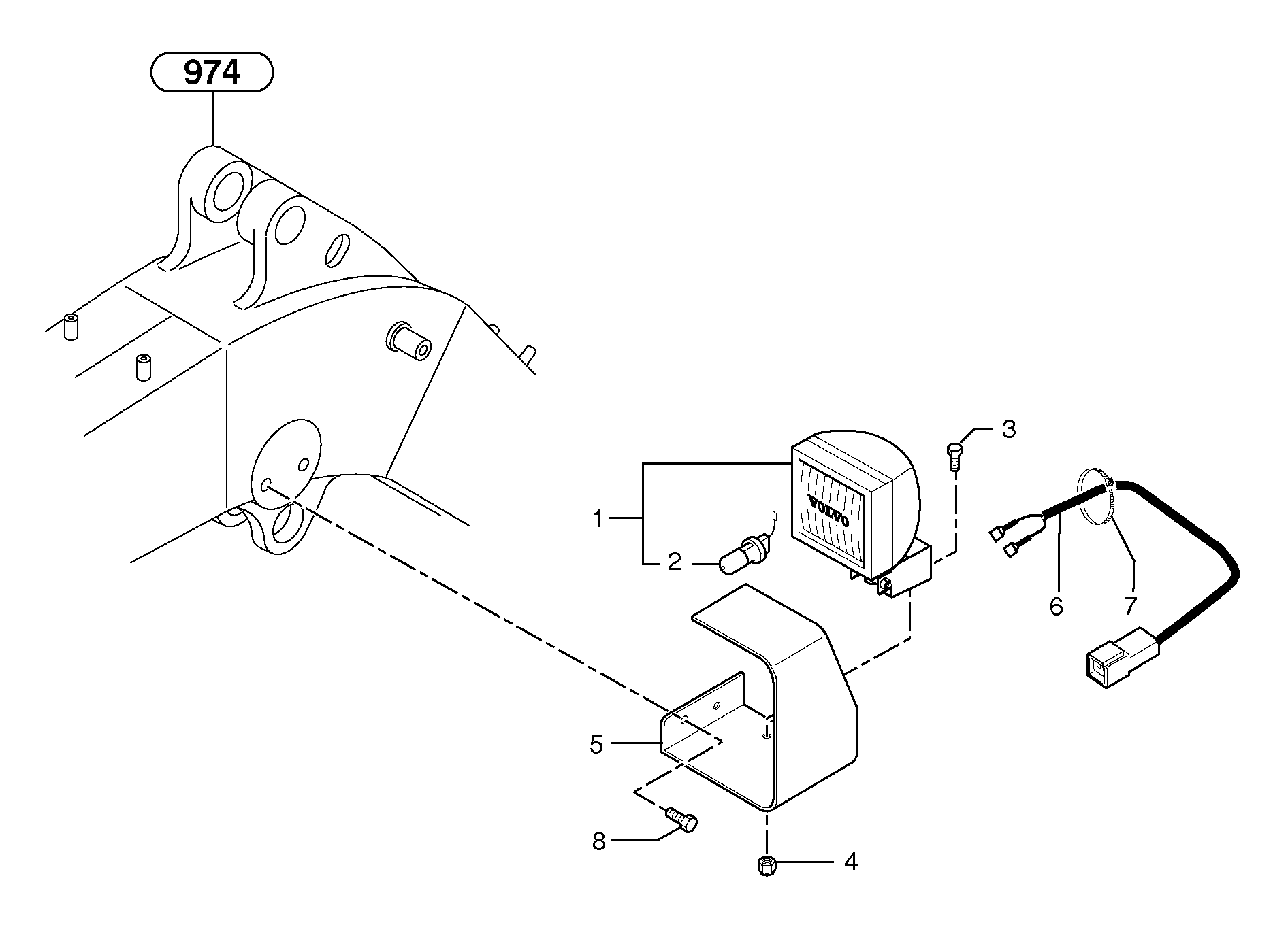 Схема запчастей Volvo EC15B - 87286 Work light on boom EC15B TYPE 272 XR