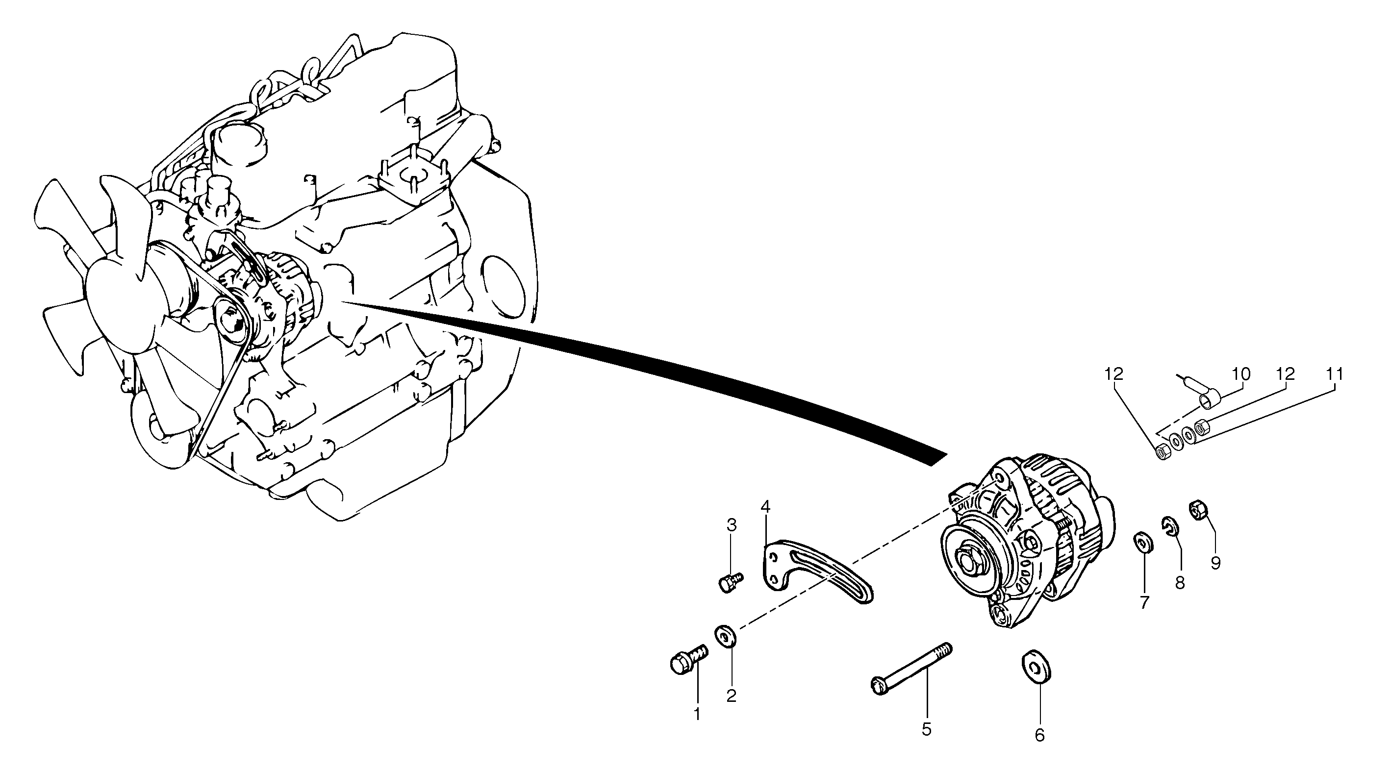 Схема запчастей Volvo EC15B - 36332 Alternator installation EC15B TYPE 272 XT/XTV