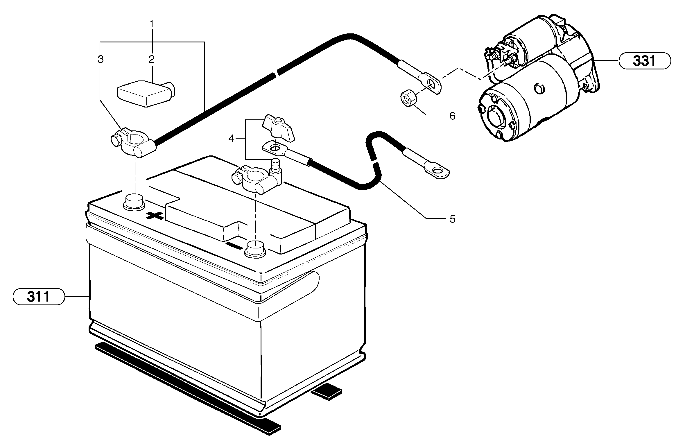 Схема запчастей Volvo EC15B - 95424 Electrical system / battery EC15B TYPE 272 XR
