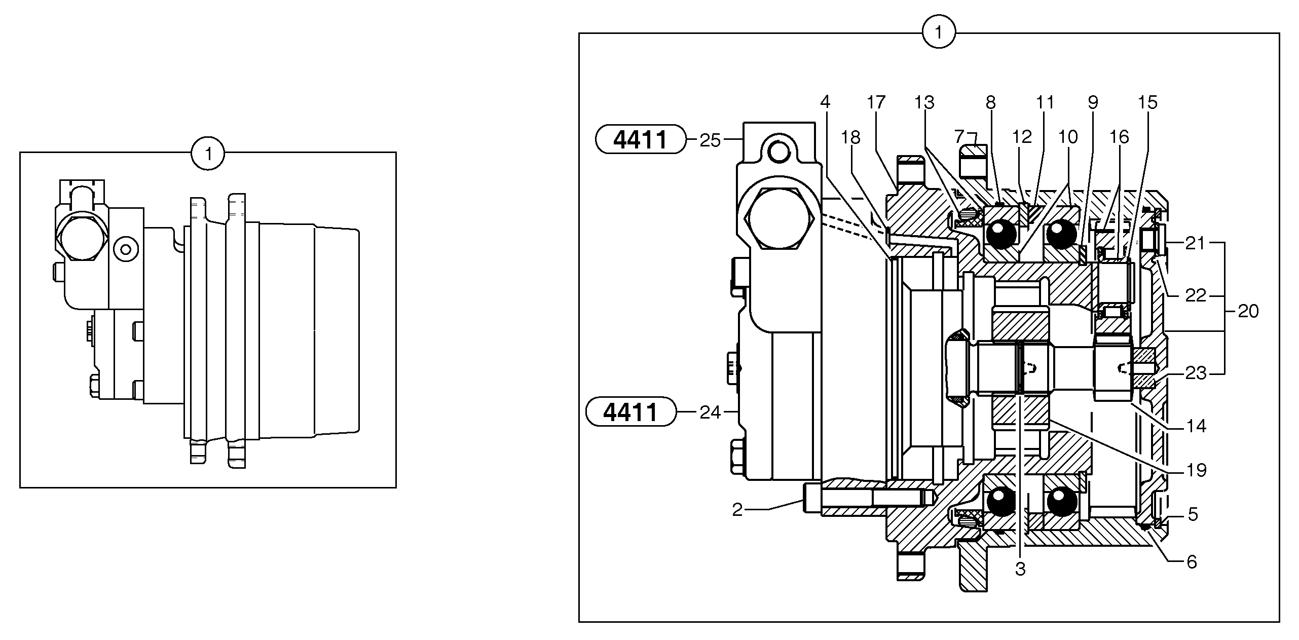 Схема запчастей Volvo EC15B - 36132 Travelling gear motor assy / without brake EC15B TYPE 272 XR