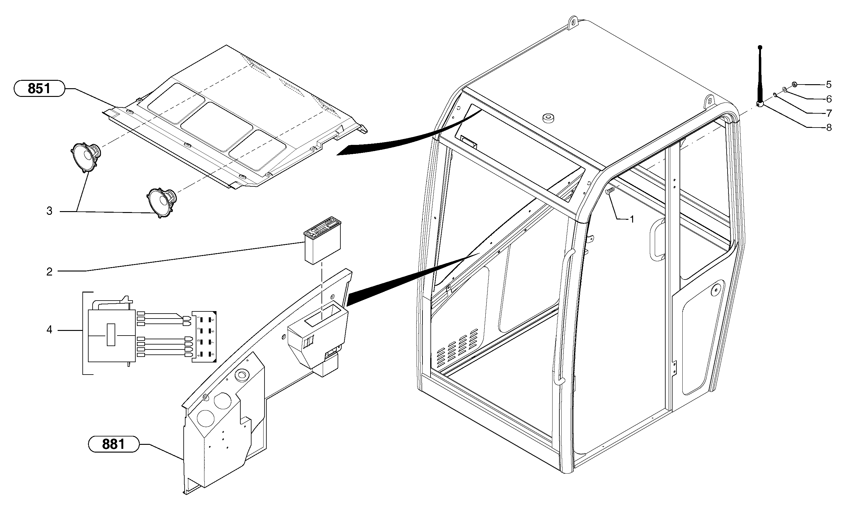 Схема запчастей Volvo EC15B - 758 Radio kit EC15B TYPE 272 XT/XTV
